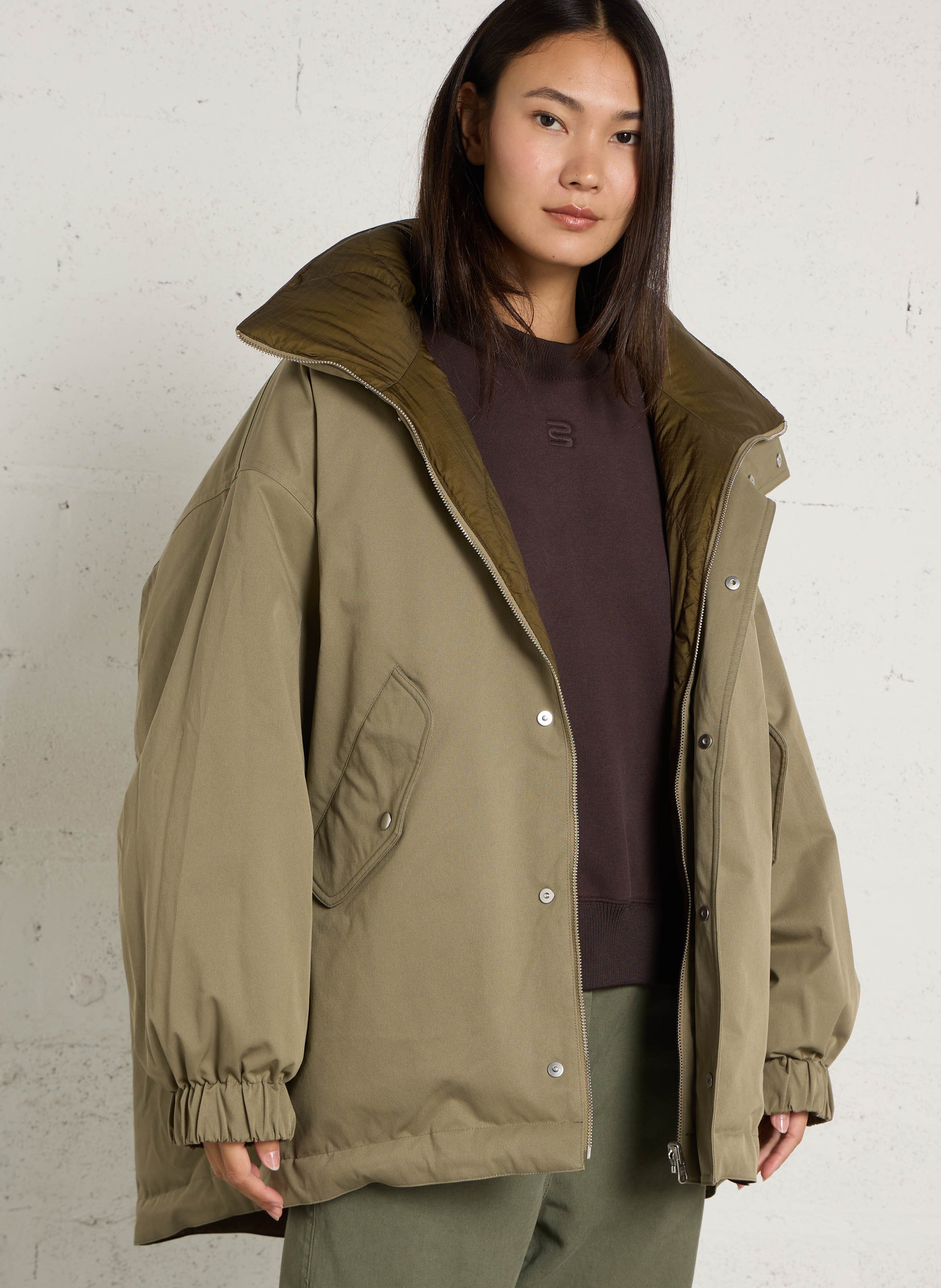 Doudoune ample col montant BELLEROSE Kaki