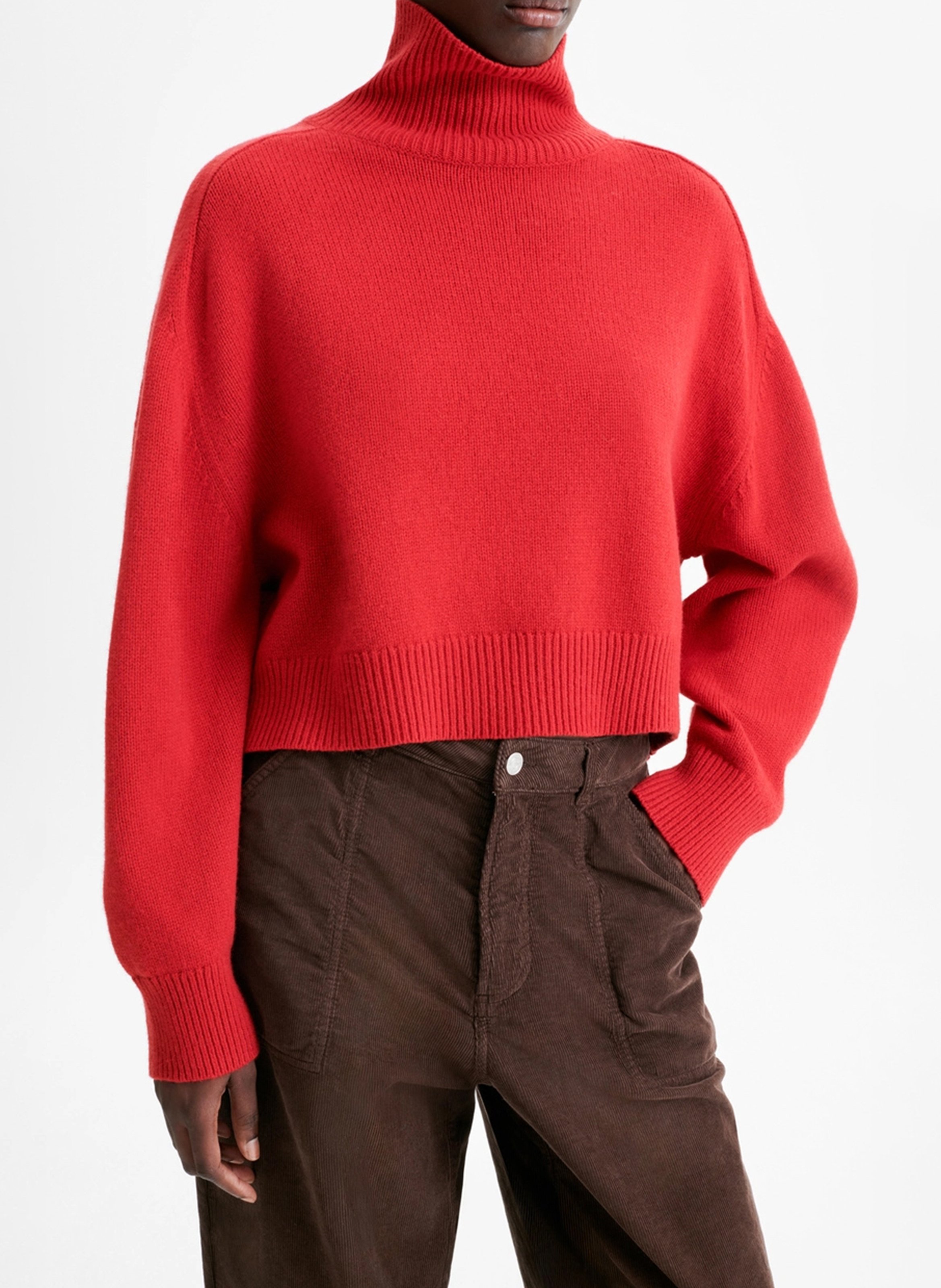 Cropped Rollkragenpullover aus Wolle und Yak-Wolle VANESSA BRUNO Rosa