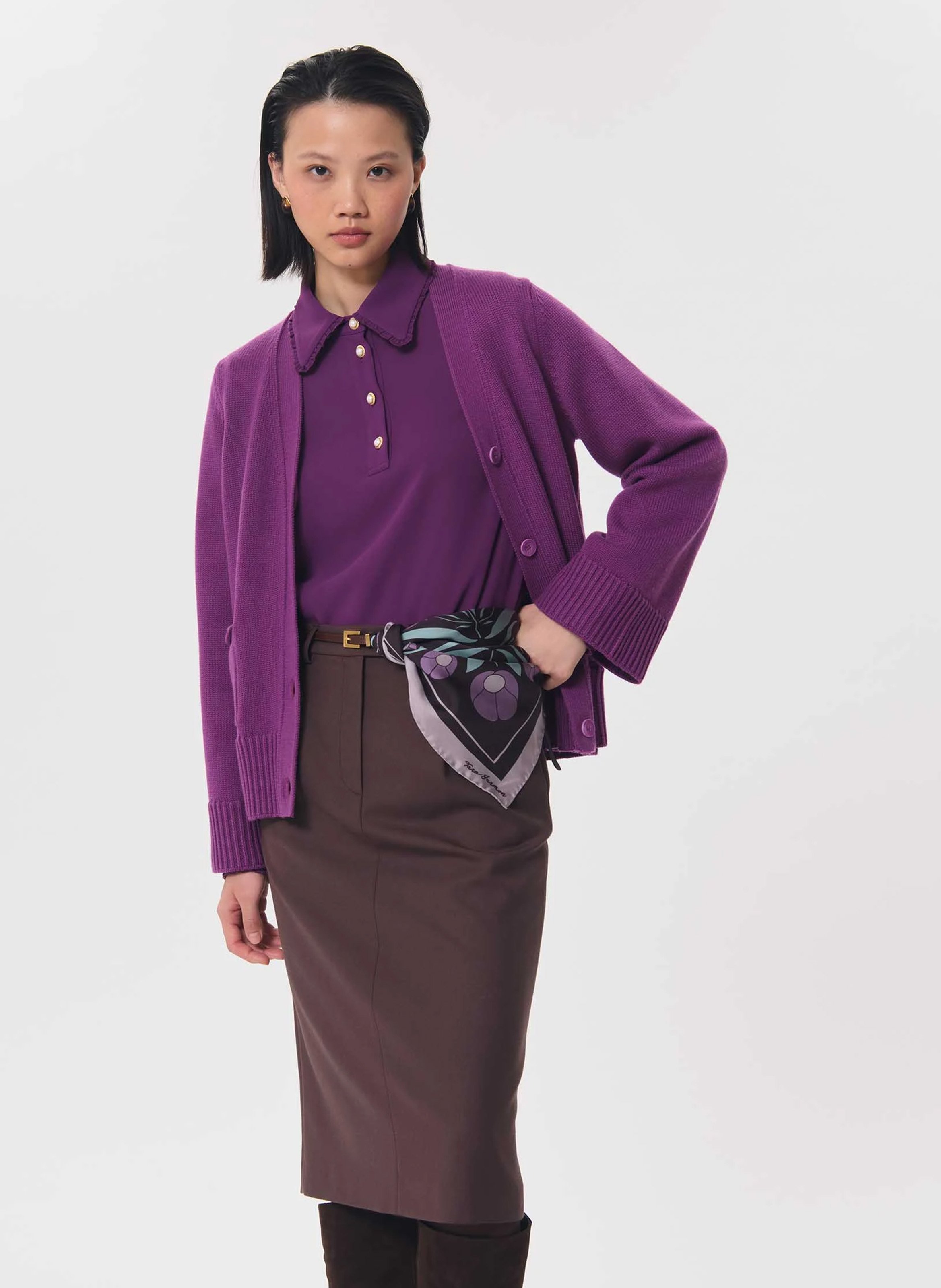Effen poloshirt met lange mouwen TARA JARMON Violet