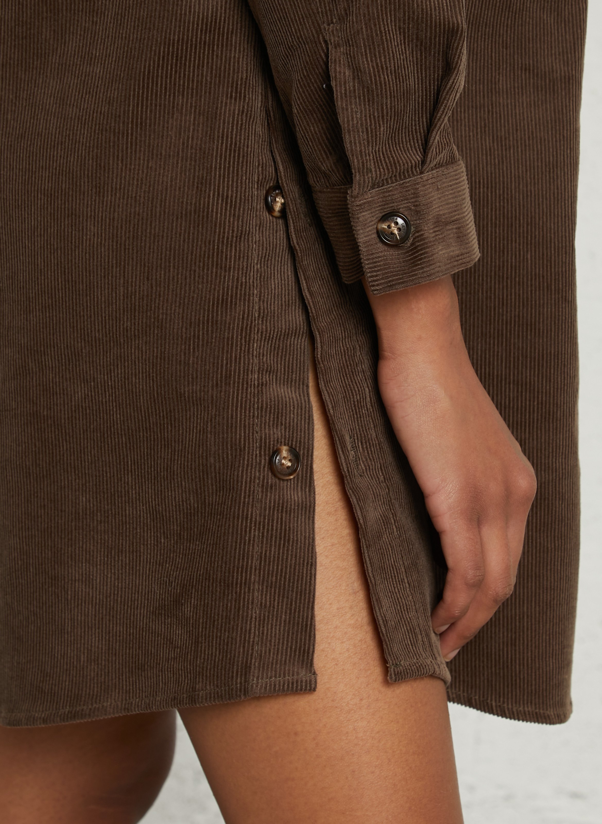 Robe courte droite côtelé en coton LA PETITE ETOILE Marron