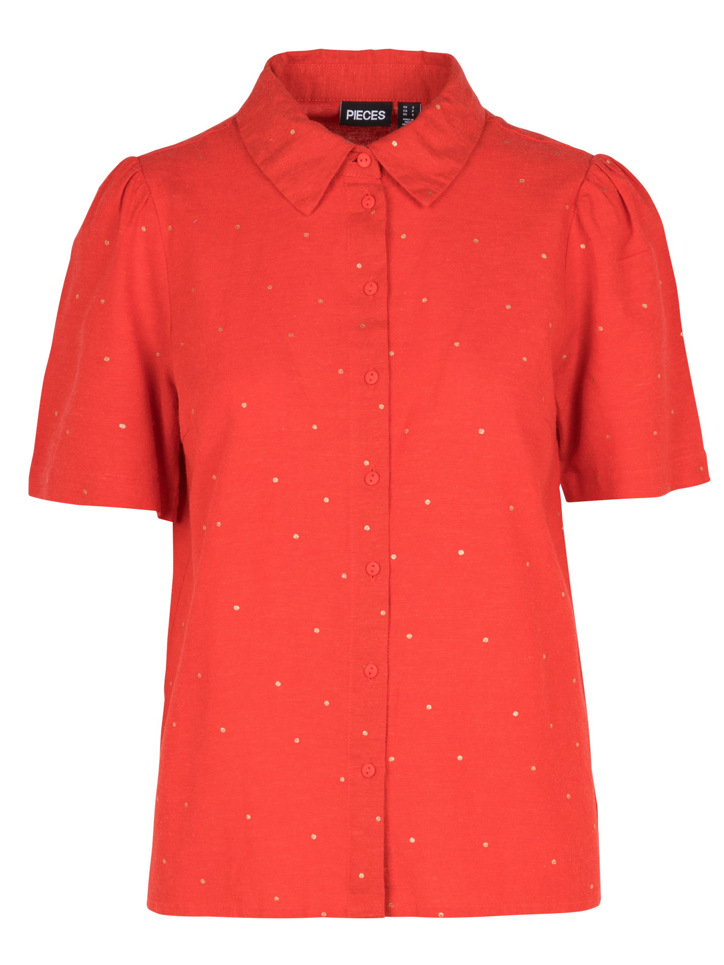 Printed shirt with classic collar PIECES Red