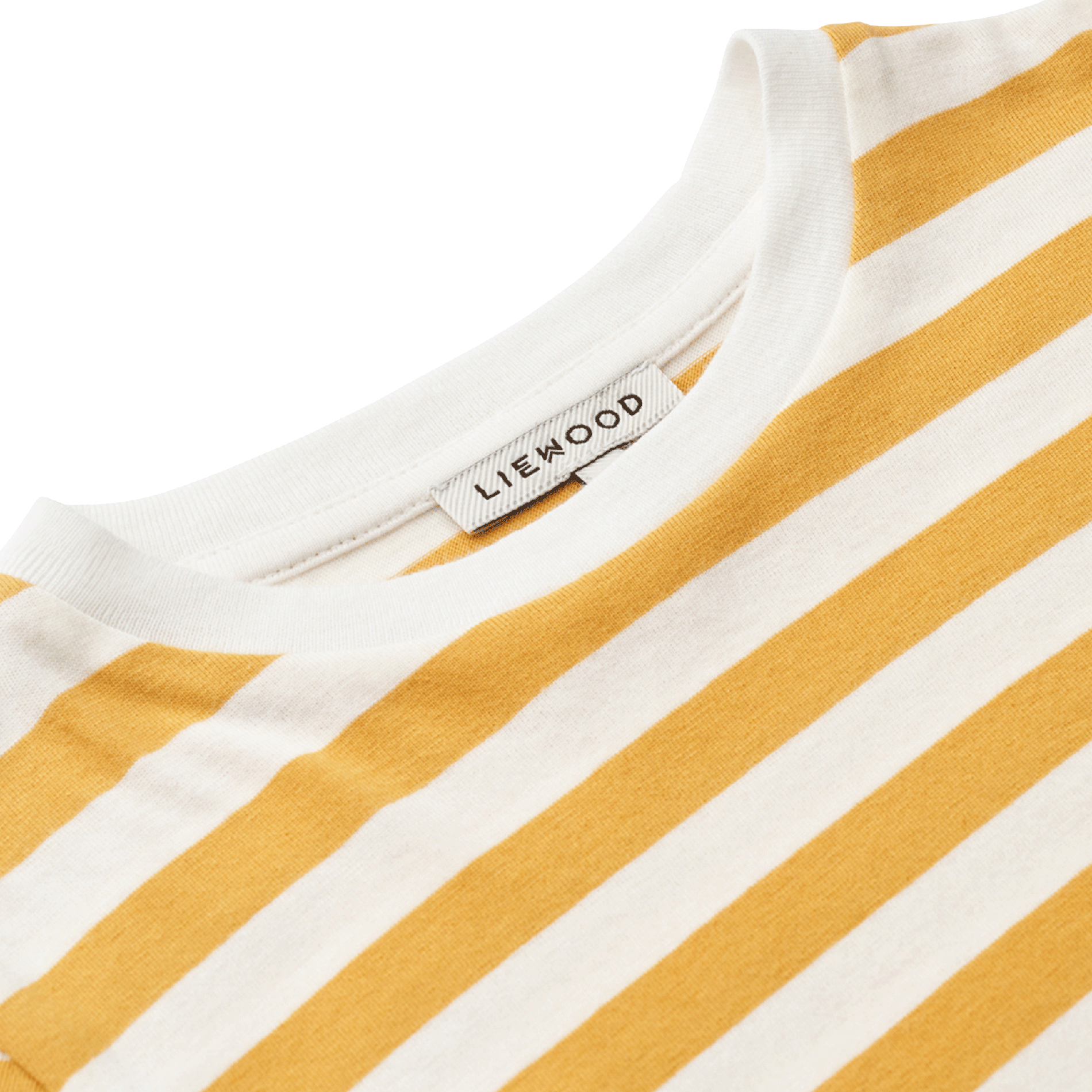 T-shirt scollo tondo a righe in cotone bio Giallo