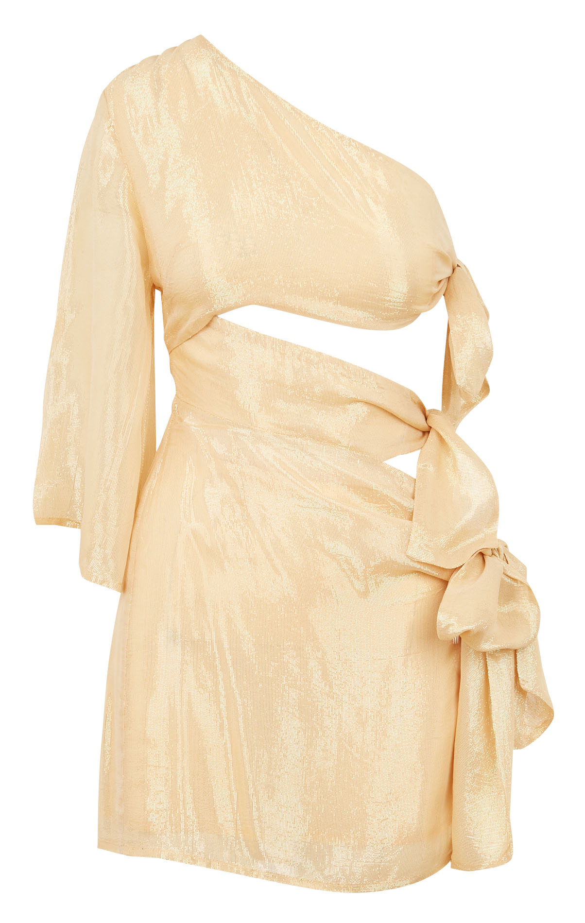 Robe courte asymétrique avec fils métallisés  SUNDRESS Beige