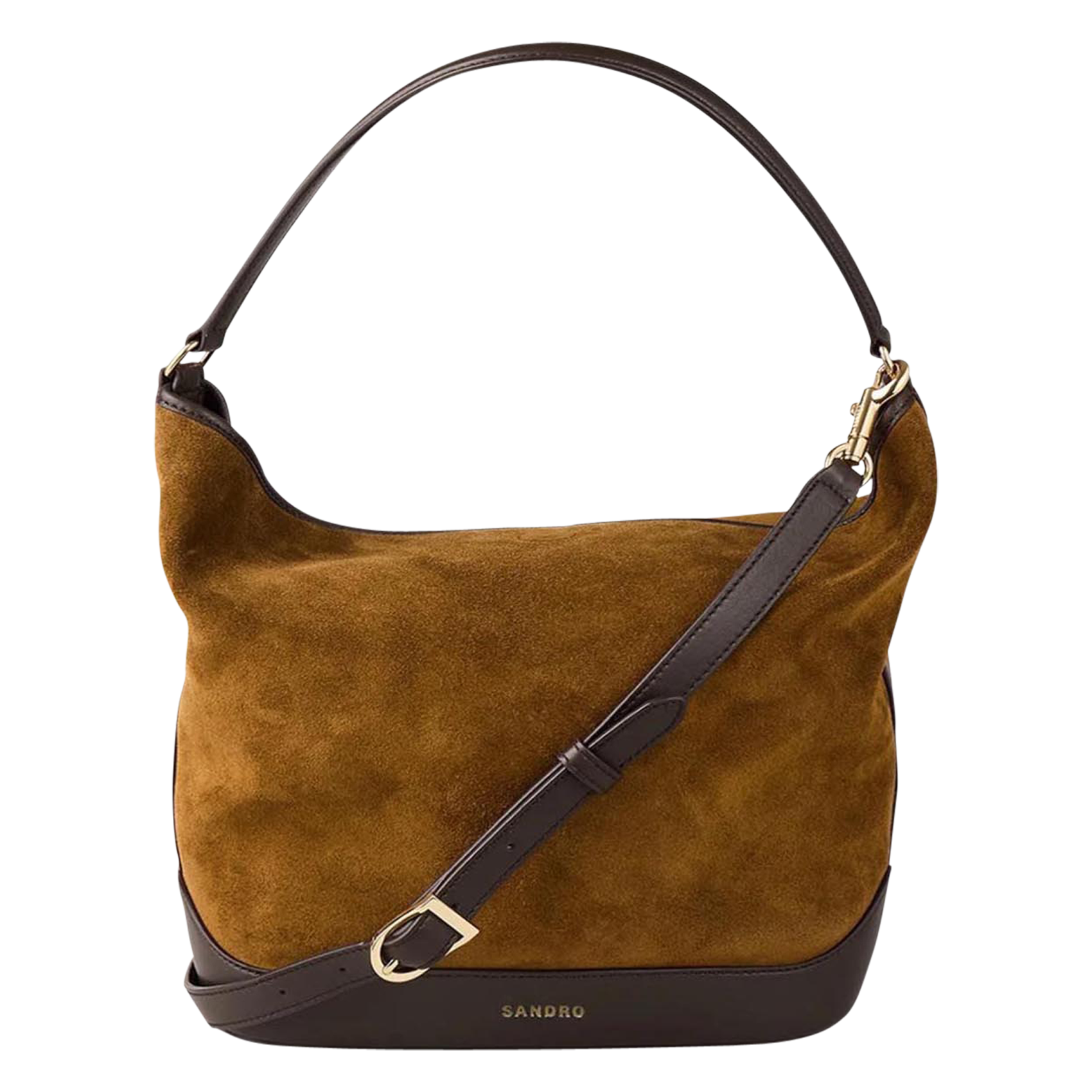 Sac seau bandoulière en cuir velours SANDRO Beige