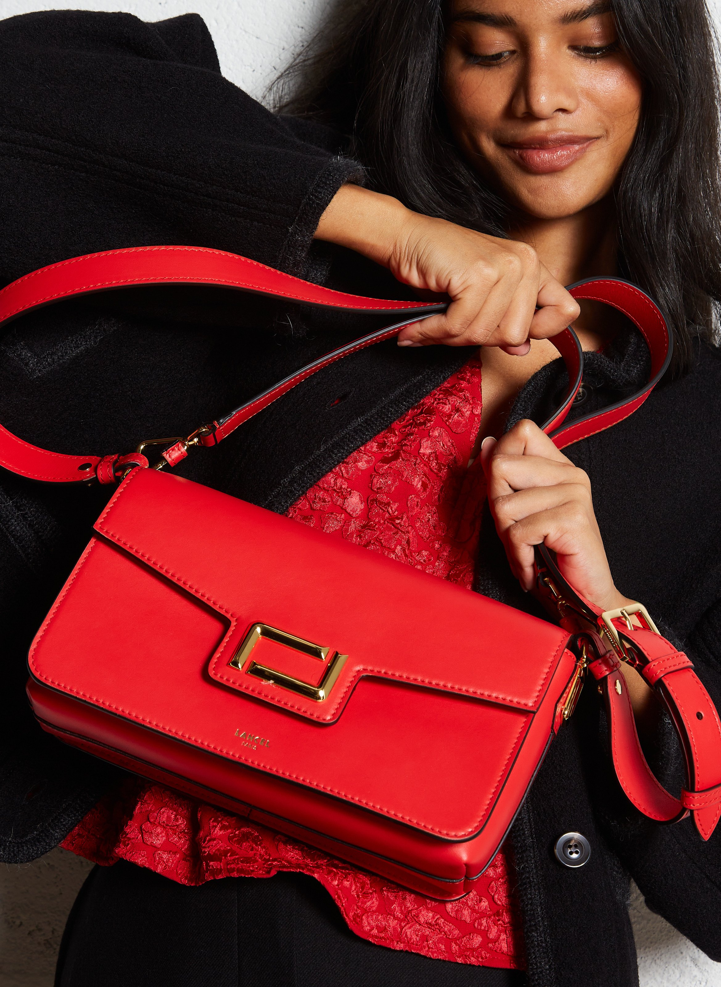 Sac bandoulière à rabat en cuir  LANCEL Rouge