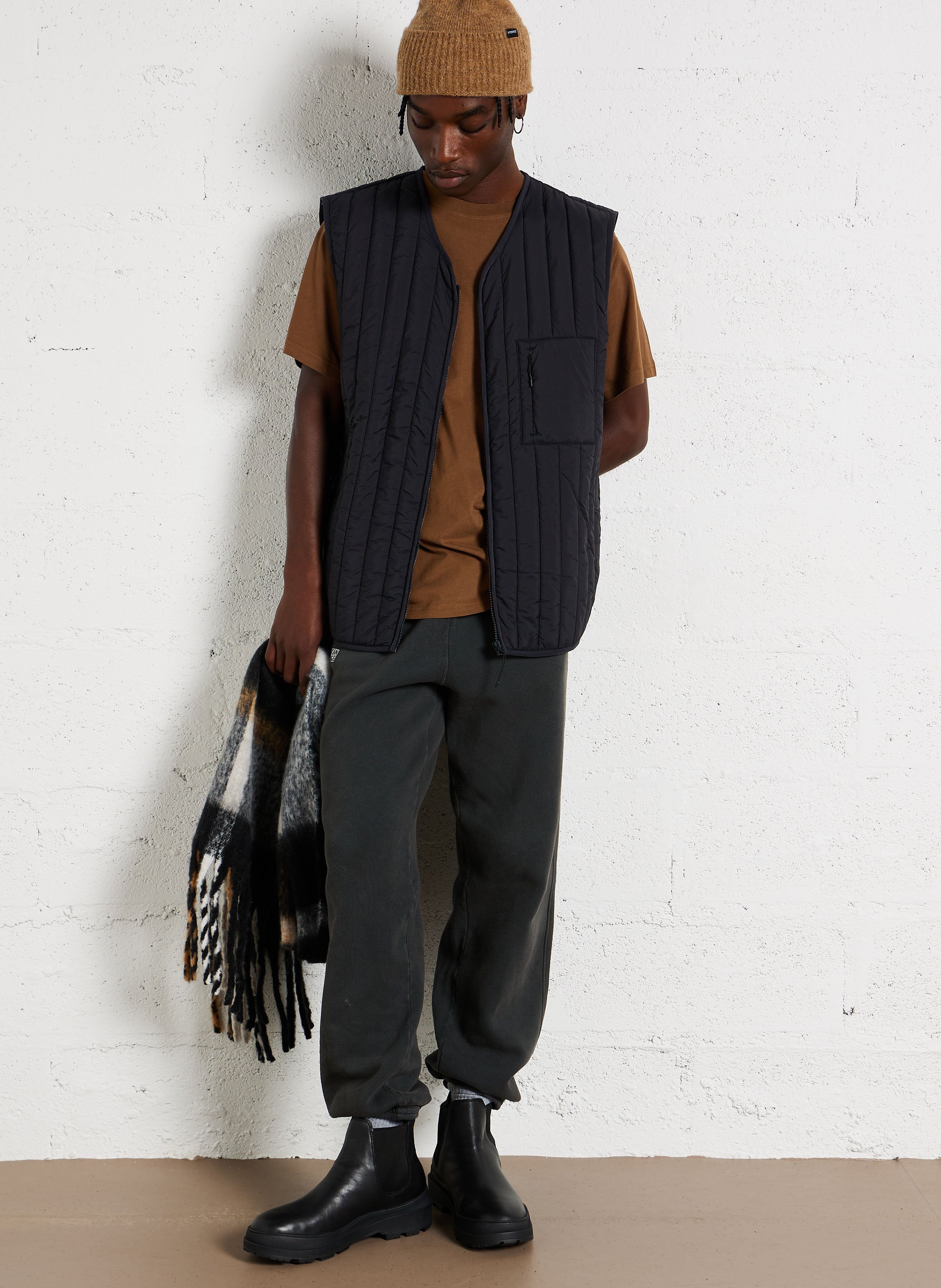 Gerade gesteppte V-Ausschnitt-Jacke RAINS Blau