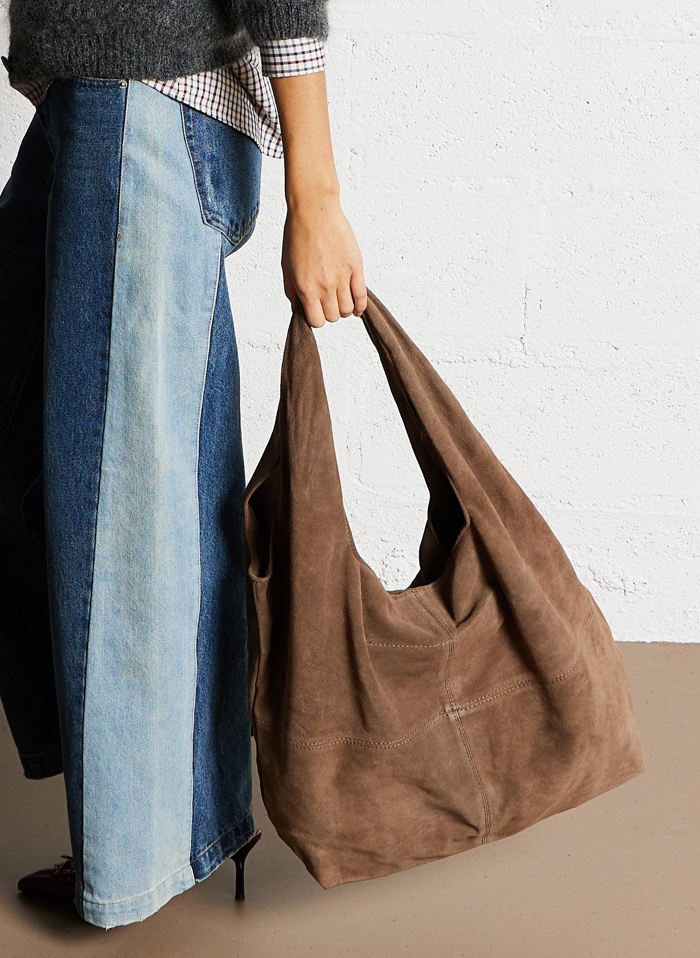 Leather clutch bag Beige