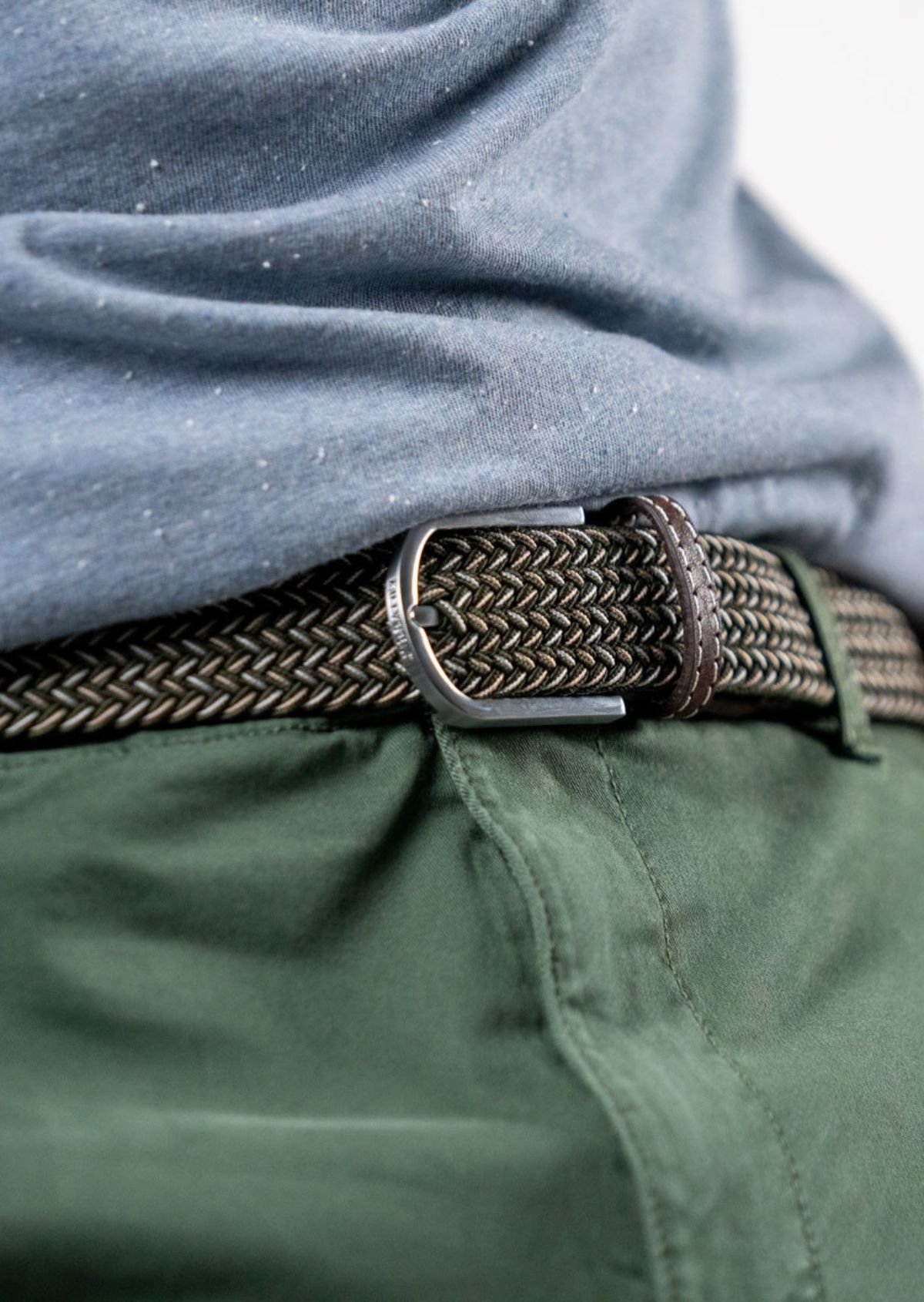 Multicolored braided elastic belt BILLYBELT Green