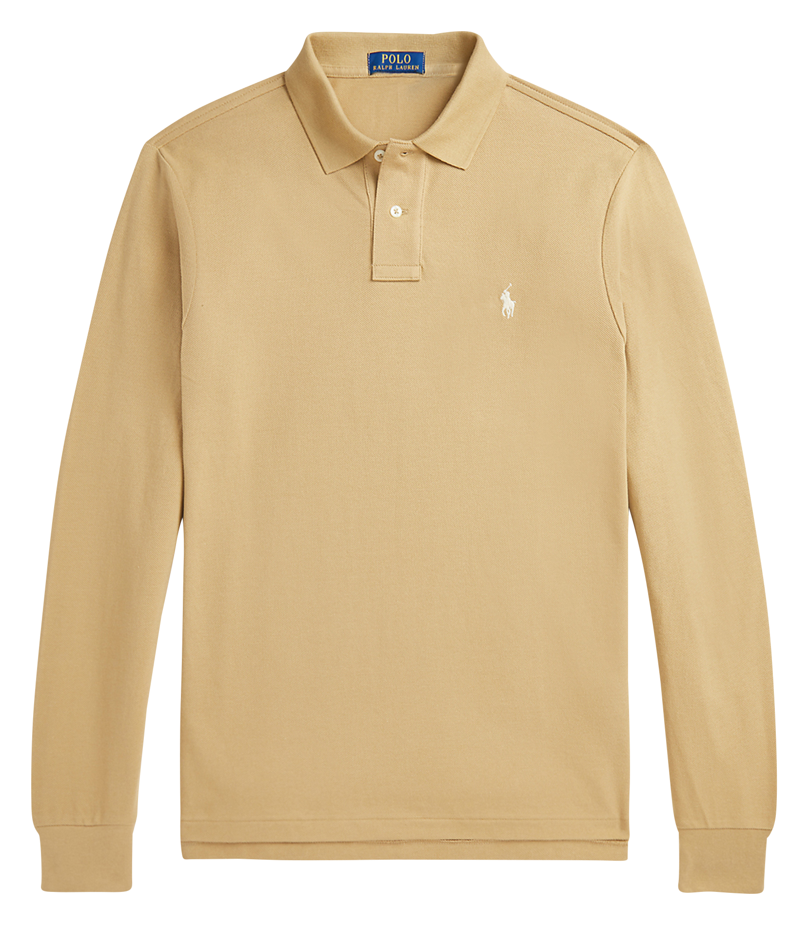Regular-fit cotton piqué polo shirt with long sleeves  Cafe tan c8176