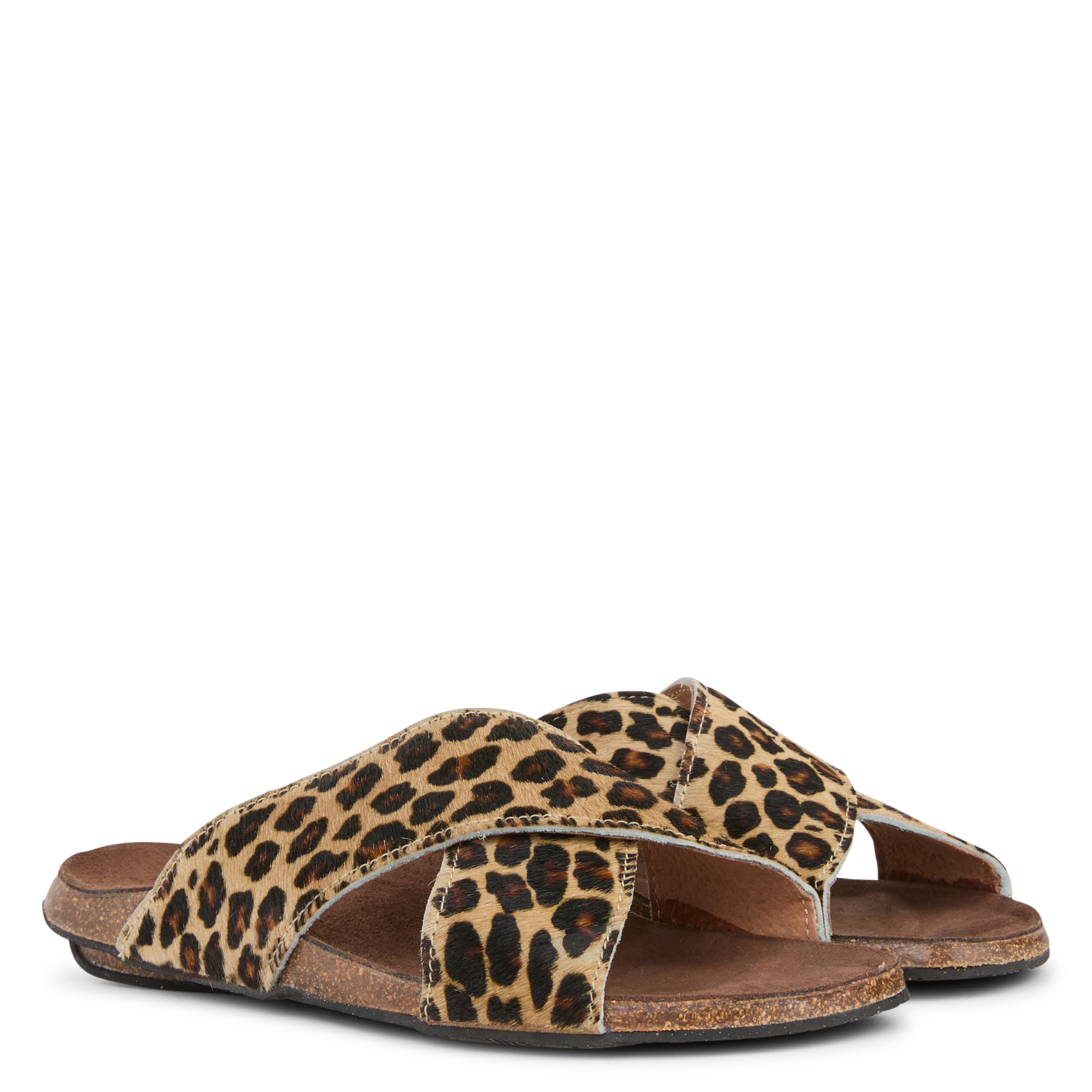 Flat pony hair leather sandals BOSABO Multicolored