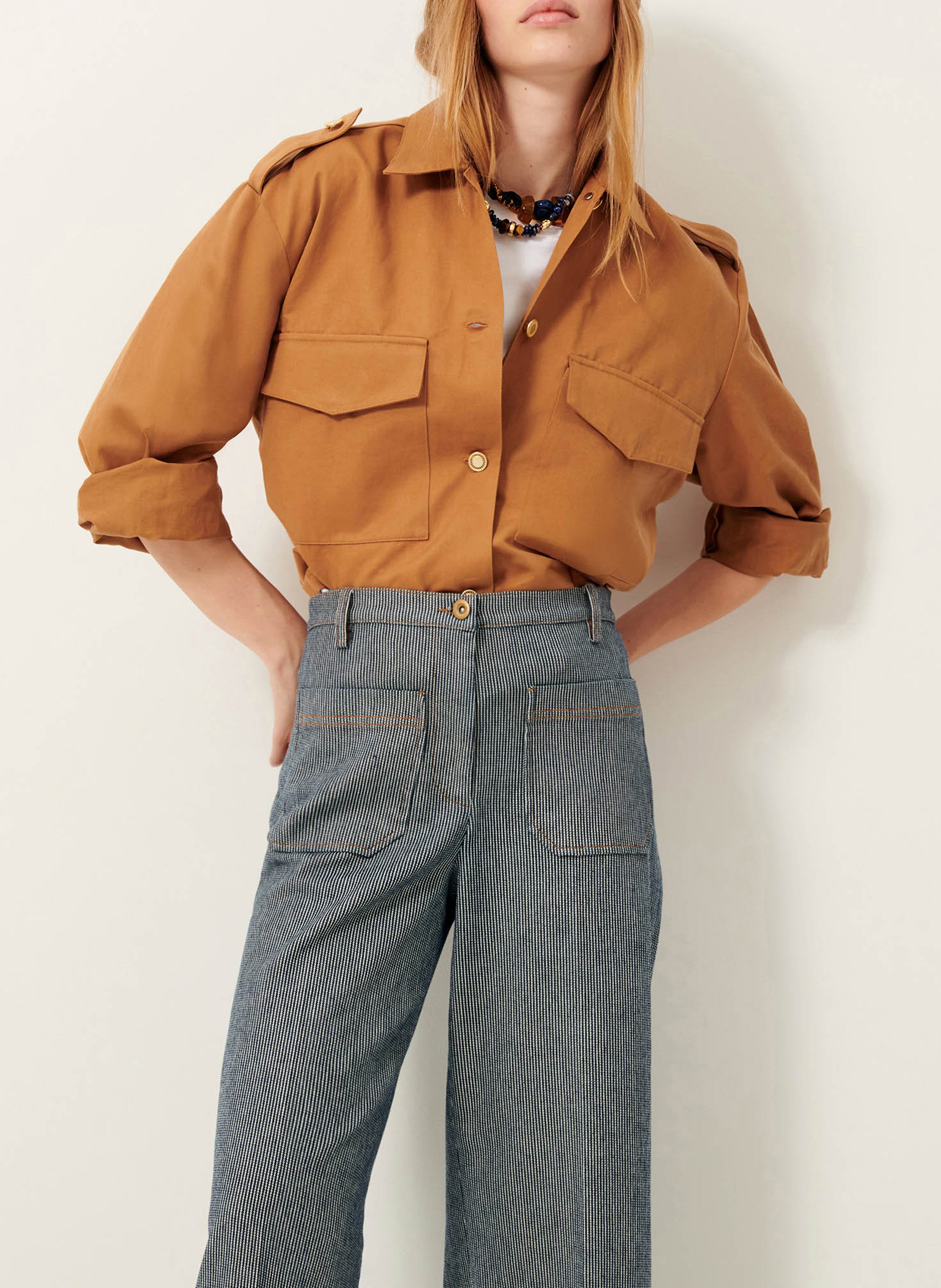 Pantalon droit en coton mélangé SESSUN Bleu