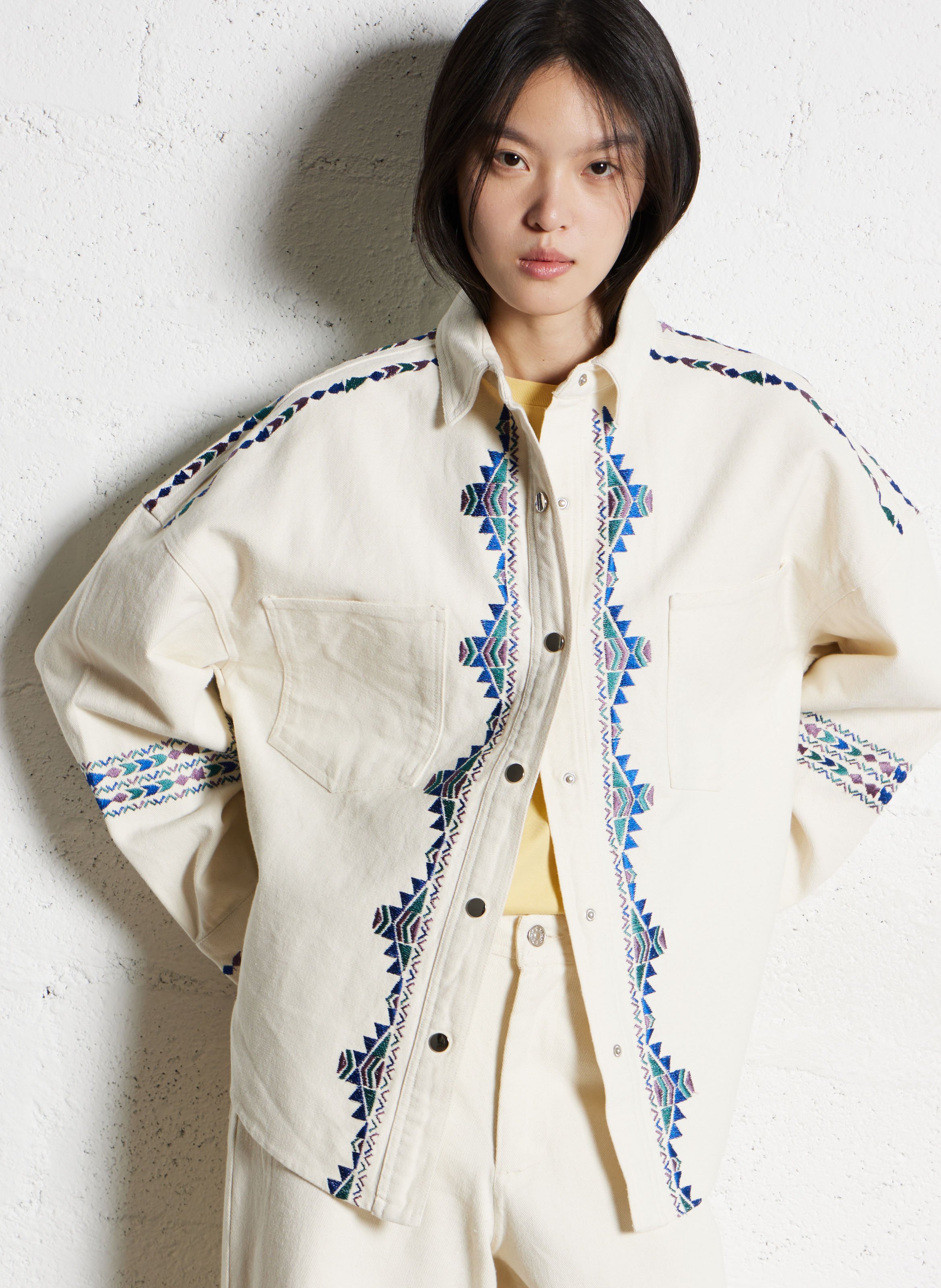 Veste col classique en coton LOLLYS LAUNDRY Beige