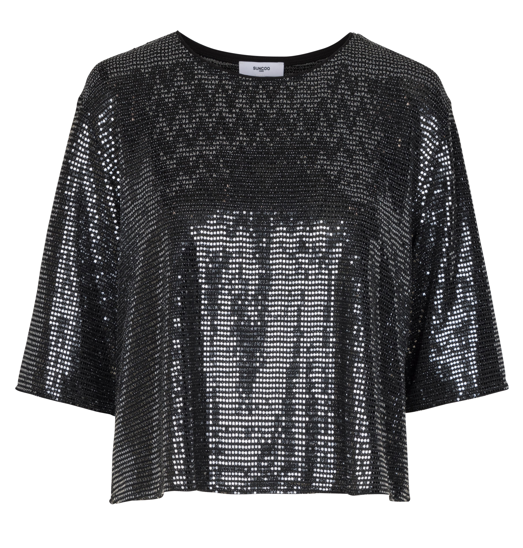 Großes Top mit kurzen Paillettenärmeln SUNCOO Silber