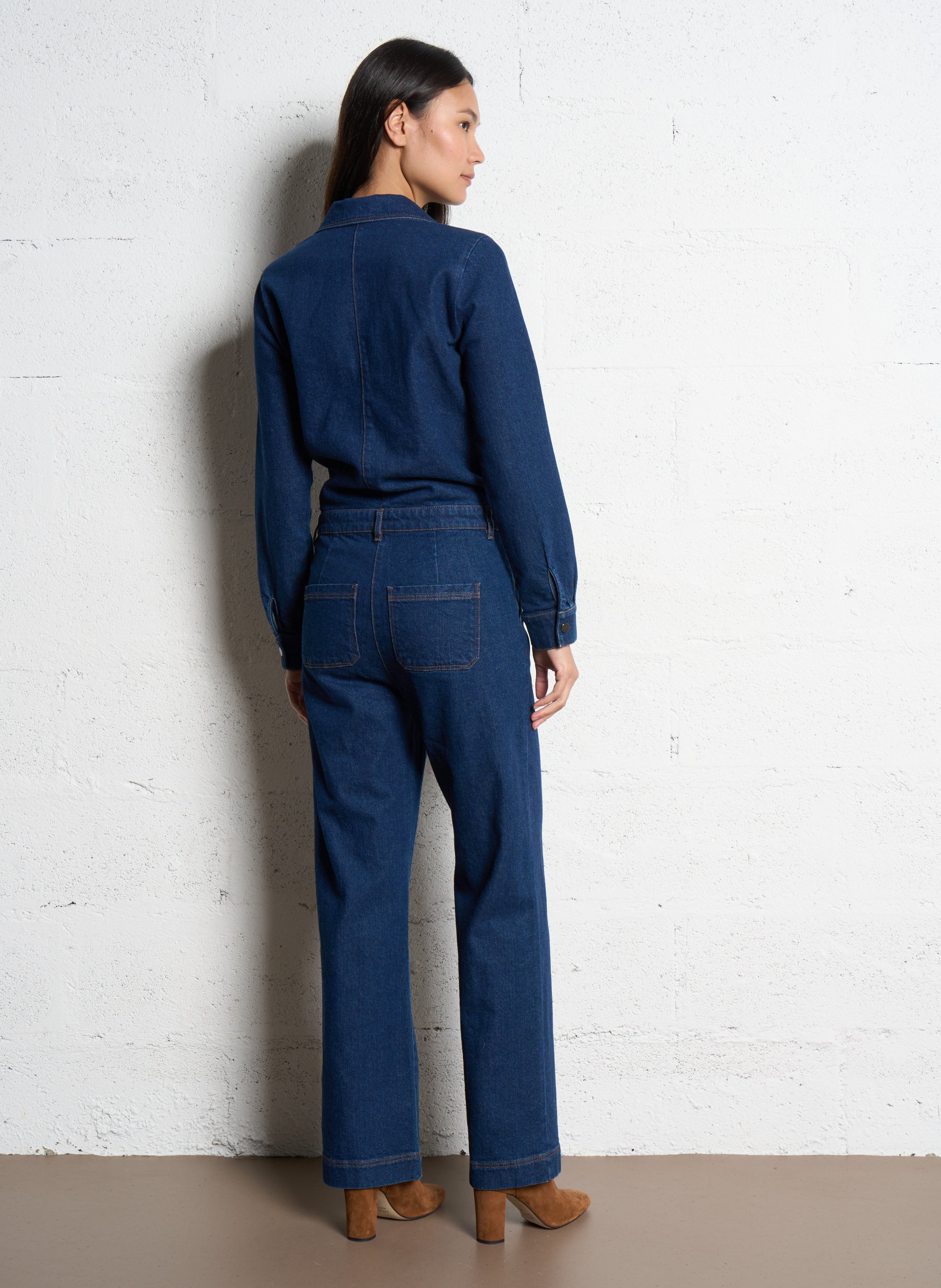 Straight-leg cotton-blend jumpsuit I CODE Blue