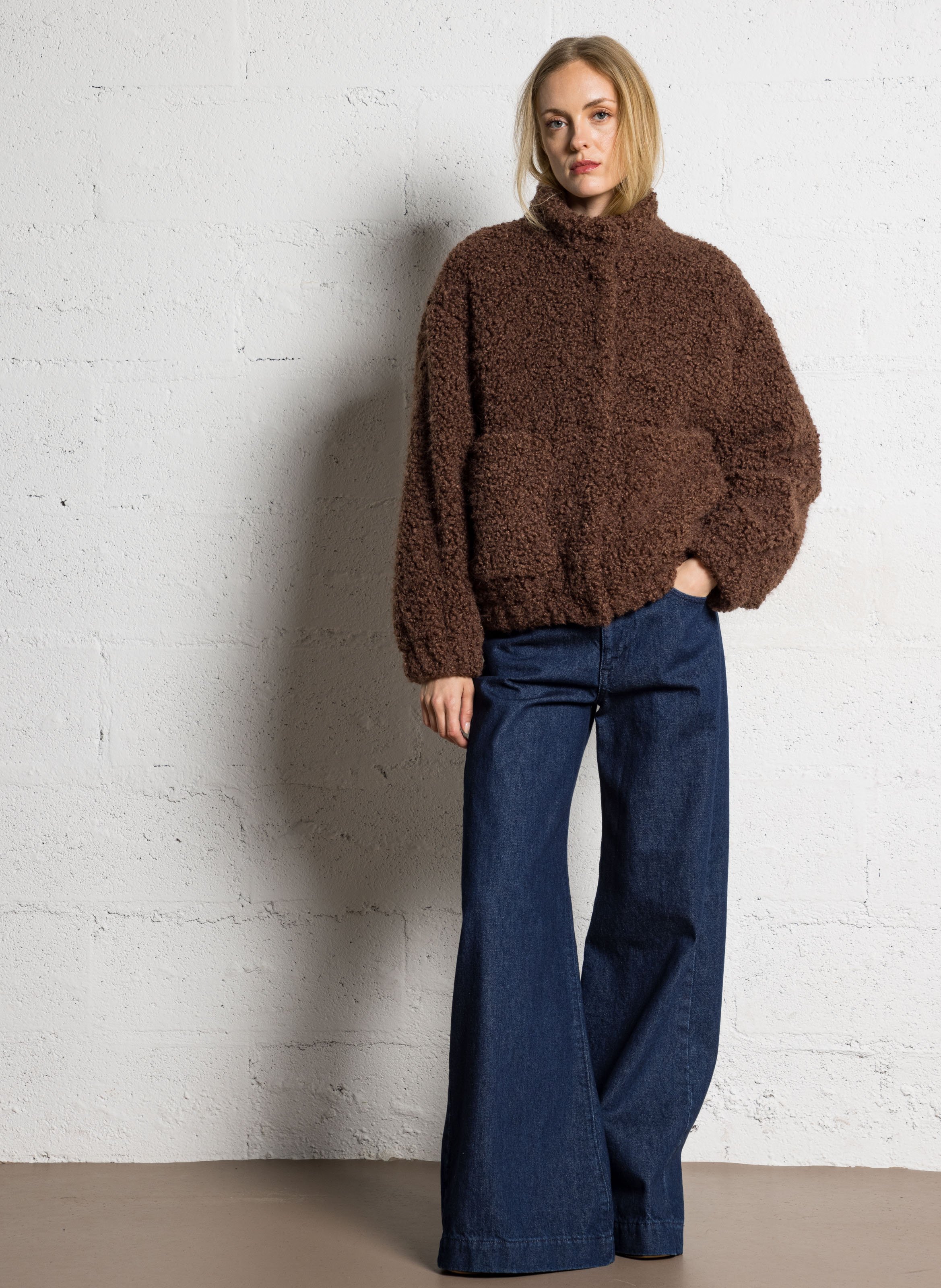 Oversized high collar jacket JC SOPHIE Brown