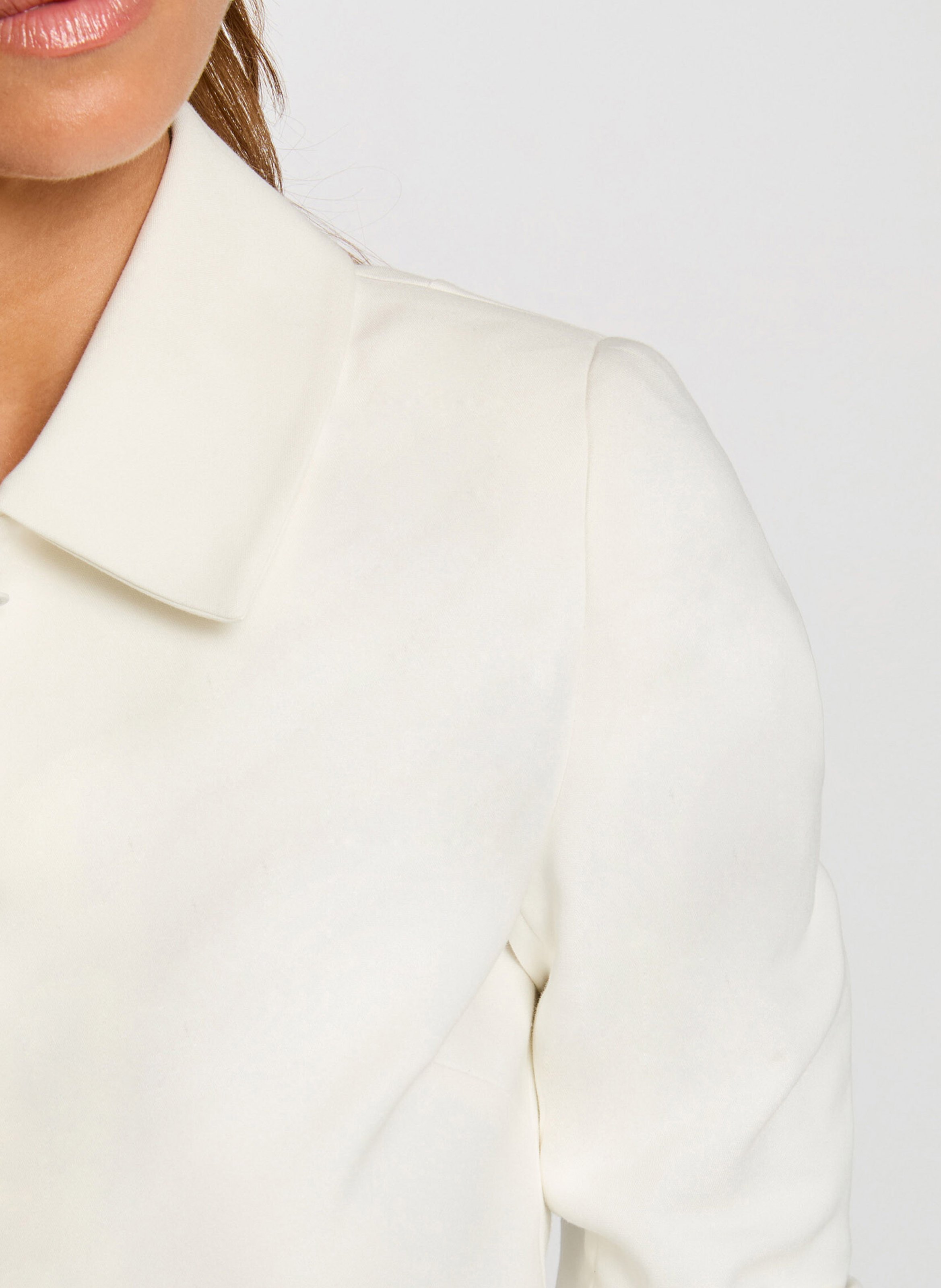 Cotton-blend coat with classic collar MORGAN White