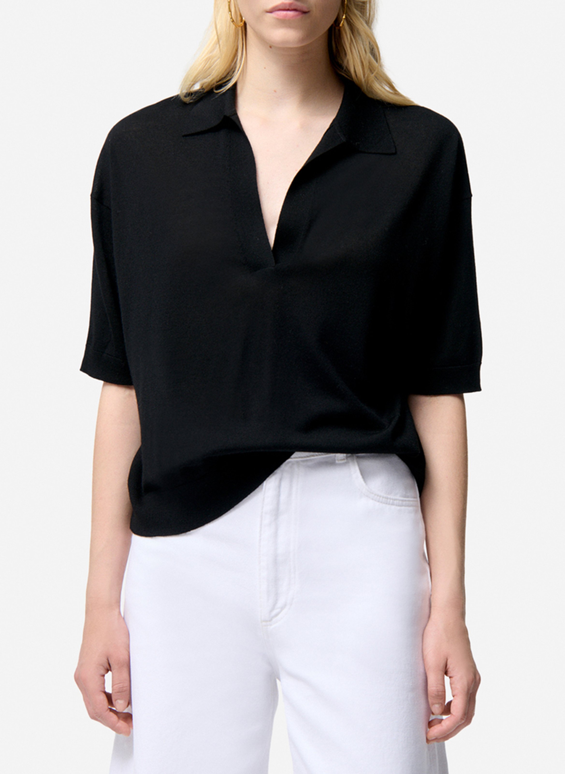 Oversized trui met polokraag van wol en kasjmier VANESSA BRUNO Zwart