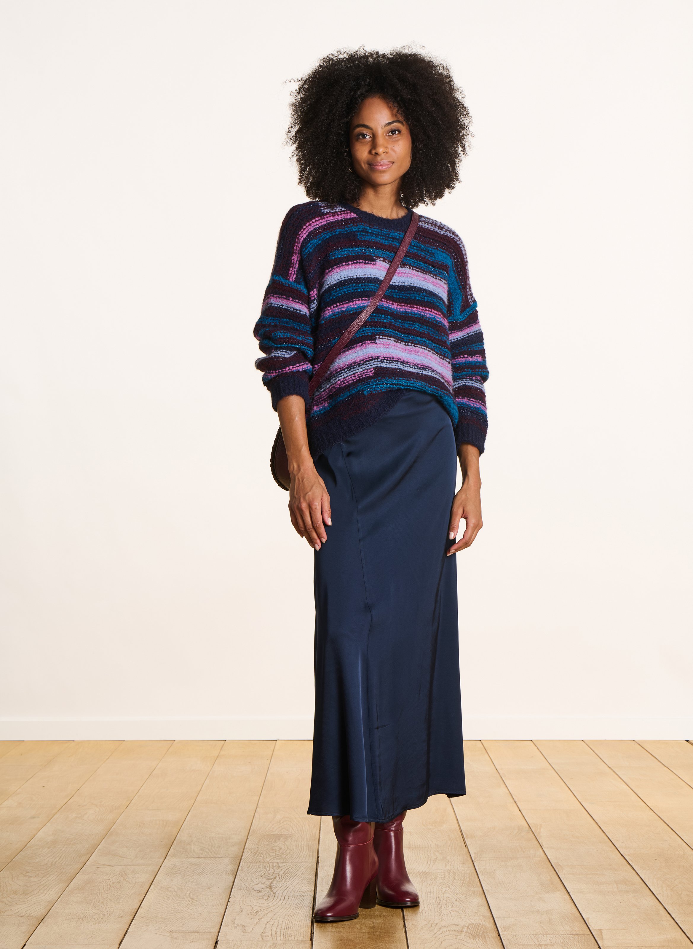 Lange, glanzende rok LA FEE MARABOUTEE Blauw