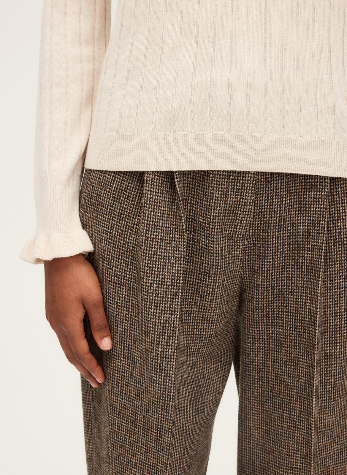 Pull droit col rond en laine mélangée PABLO Beige