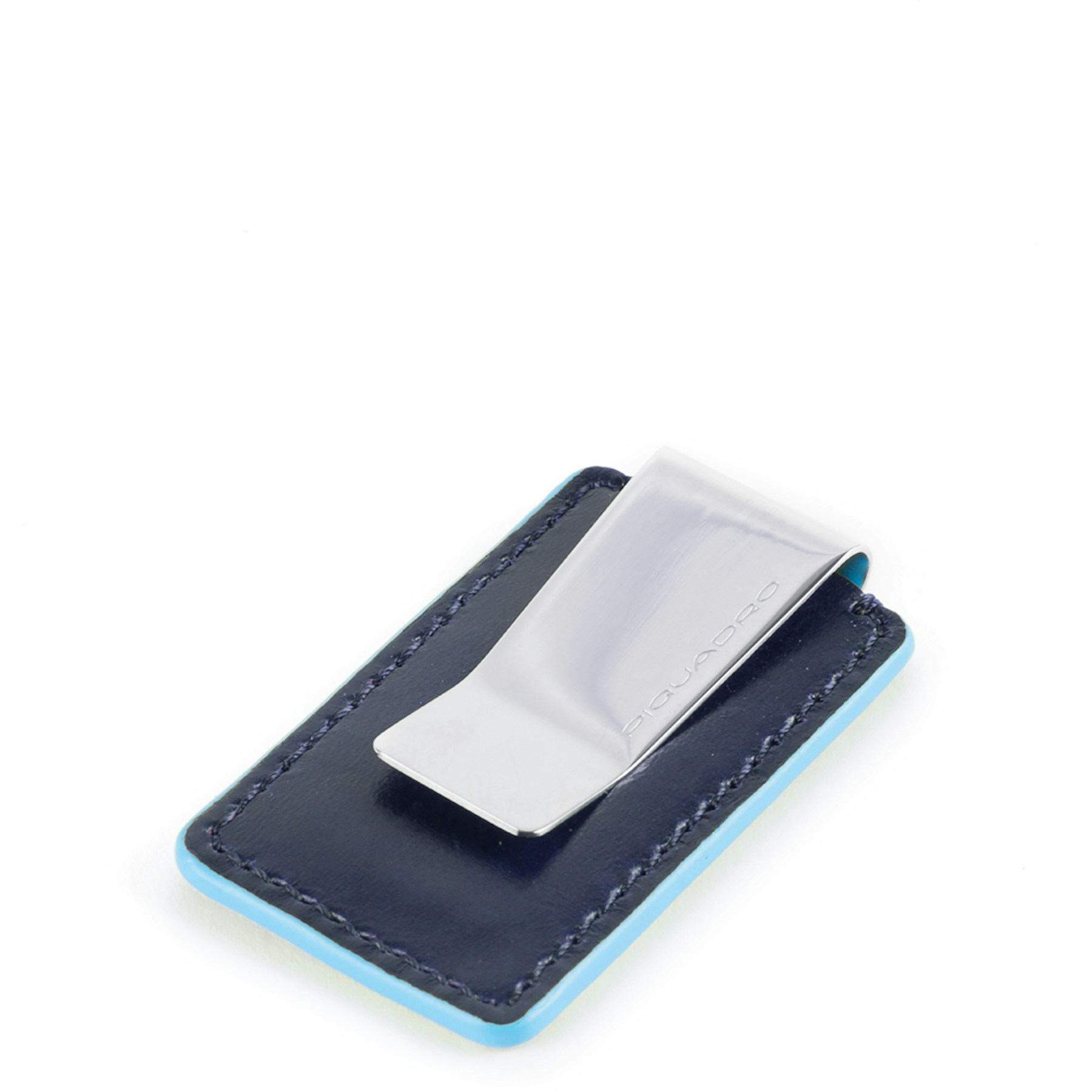 Leather and metal money clip PIQUADRO Blue