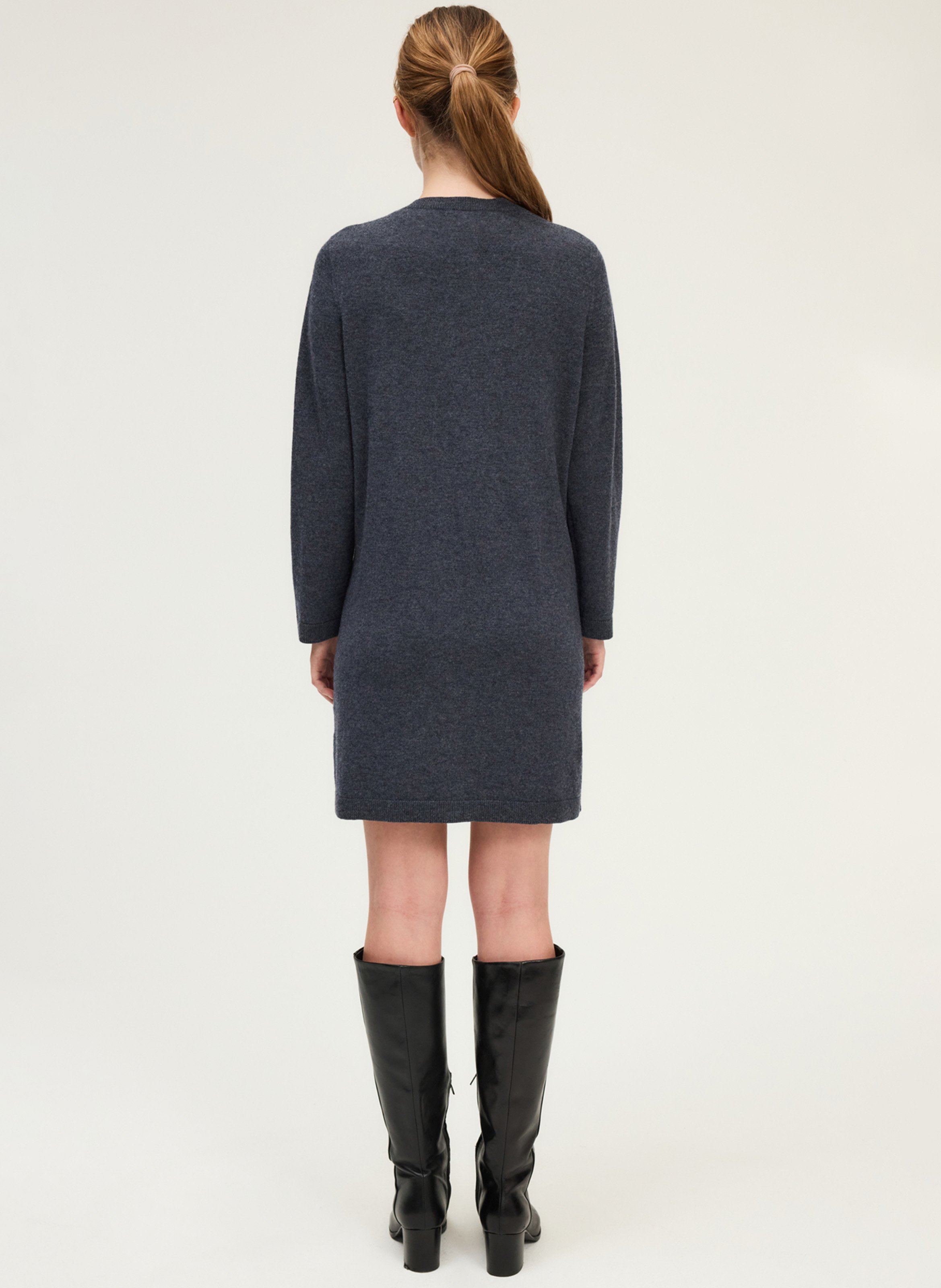 Robe courte en laine col tunisien PABLO Gris