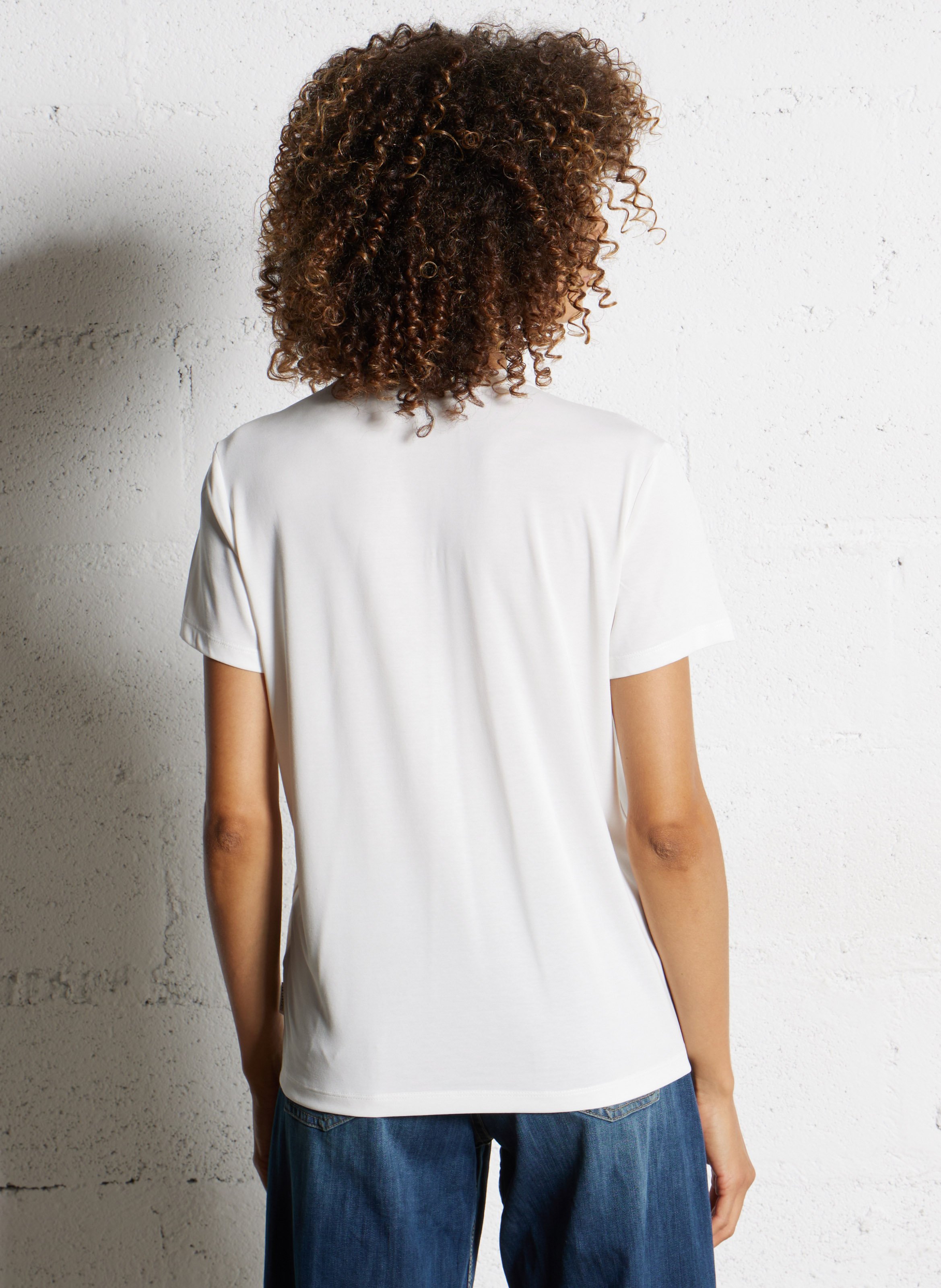 Straight-fit T-shirt met V-hals LE TEMPS DES CERISES Wit