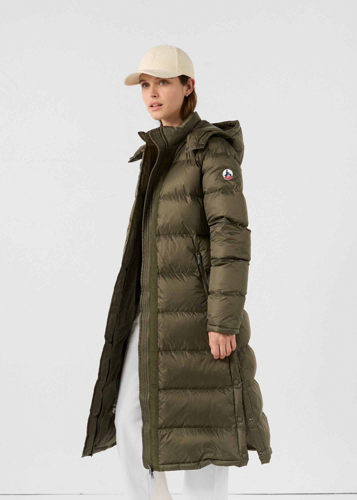 Long hooded down jacket for extreme cold Karachi JOTT Green