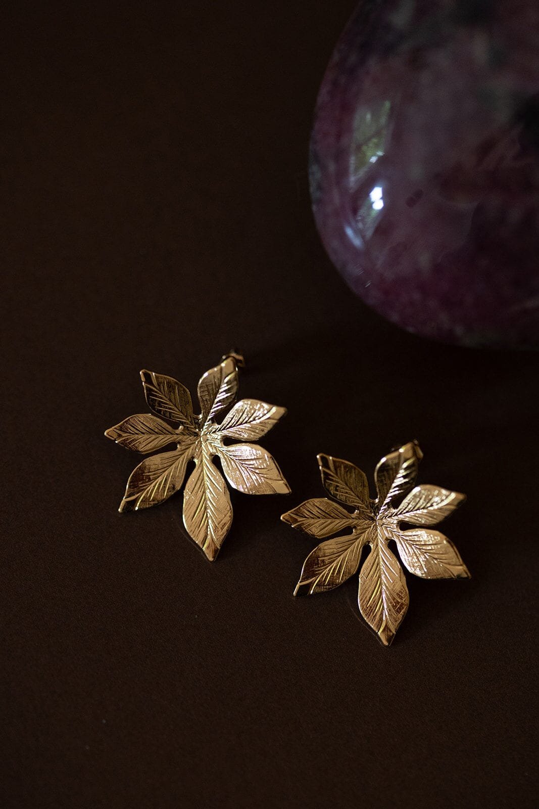 Flower stud earrings in gold-plated fine gold MONSIEUR SIMONE Golden