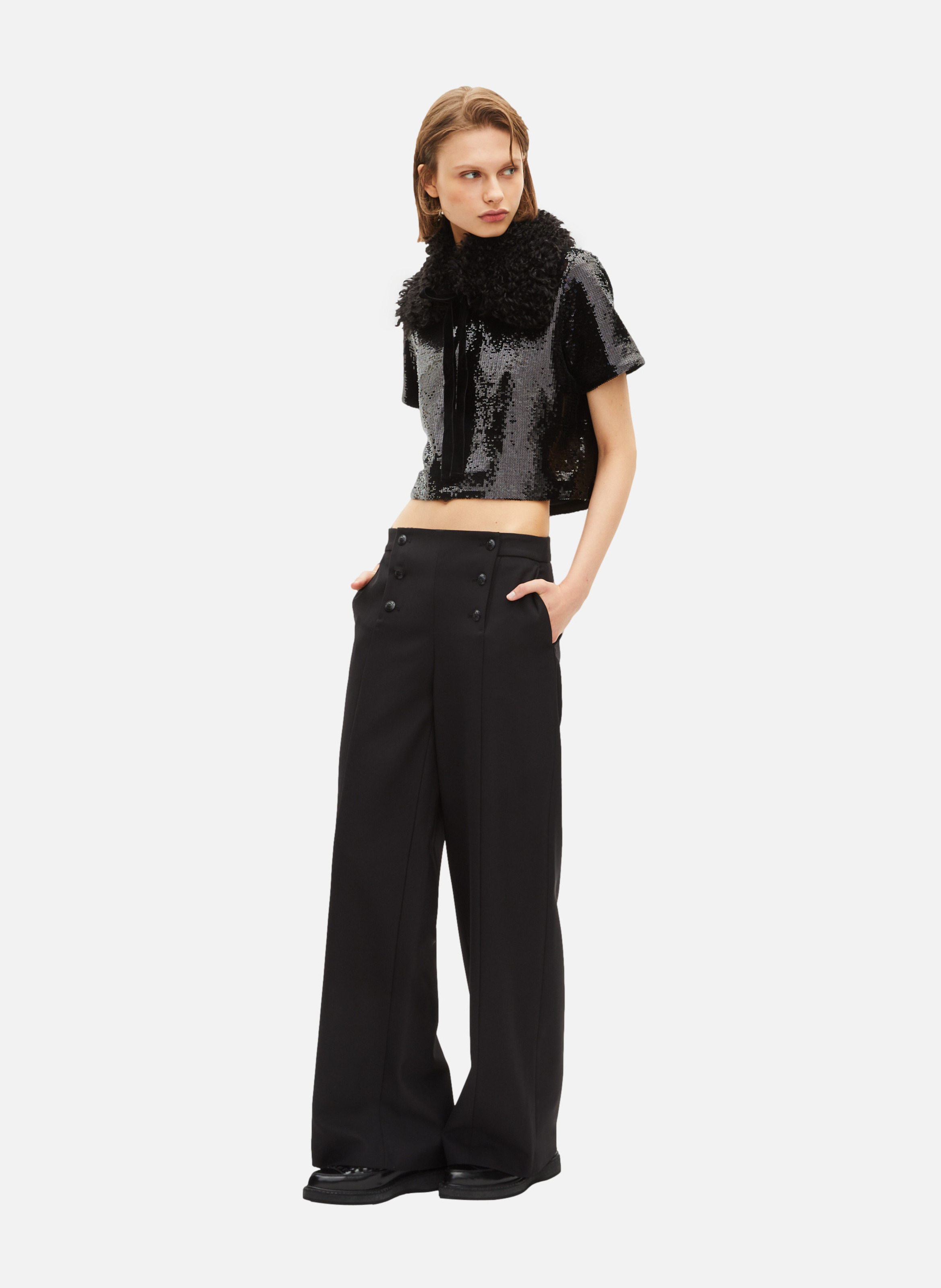 Sequinned top THE KOOPLES Black