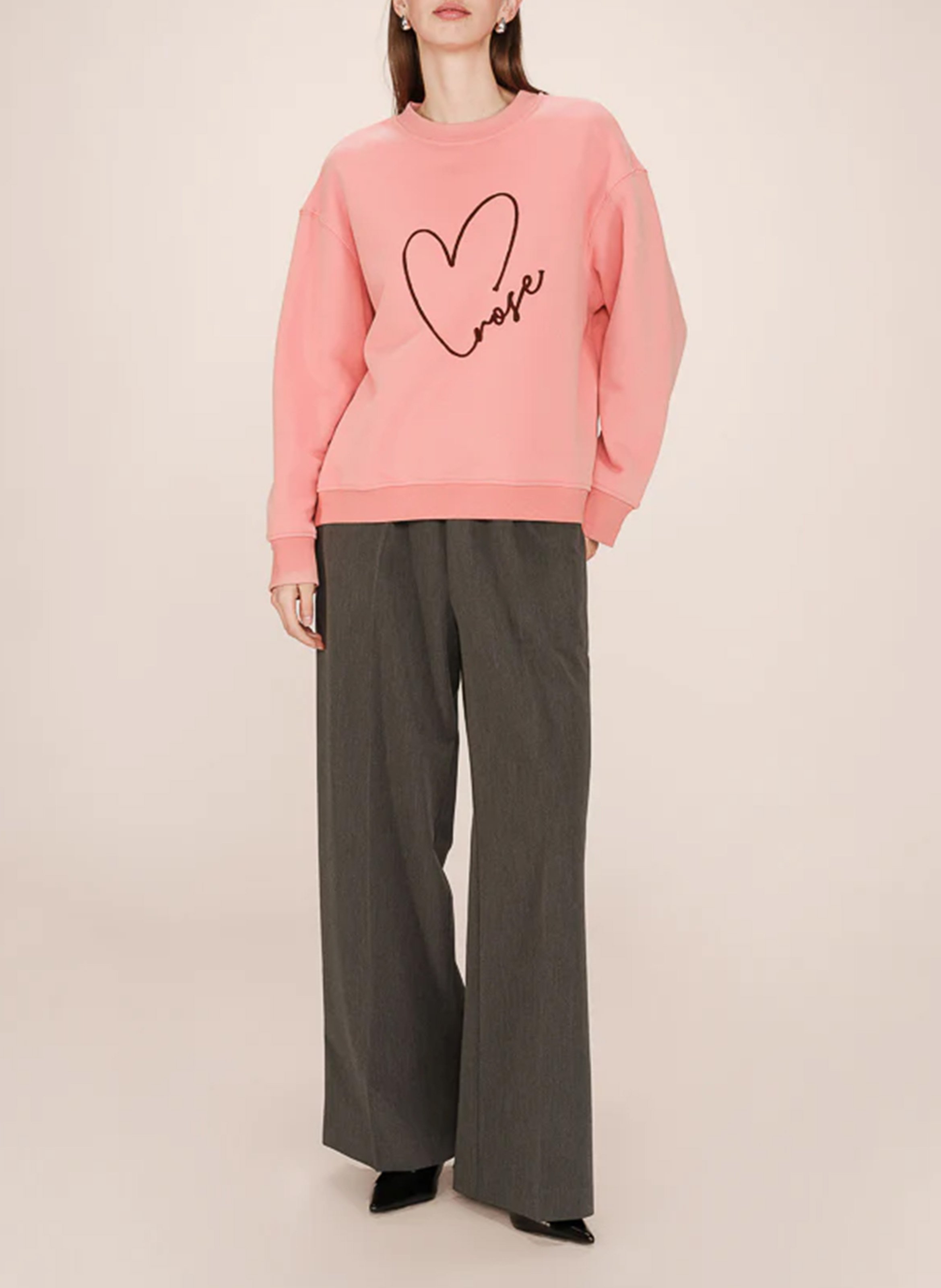 Cotton-mix round-neck sweatshirt GRACE ET MILA Pink