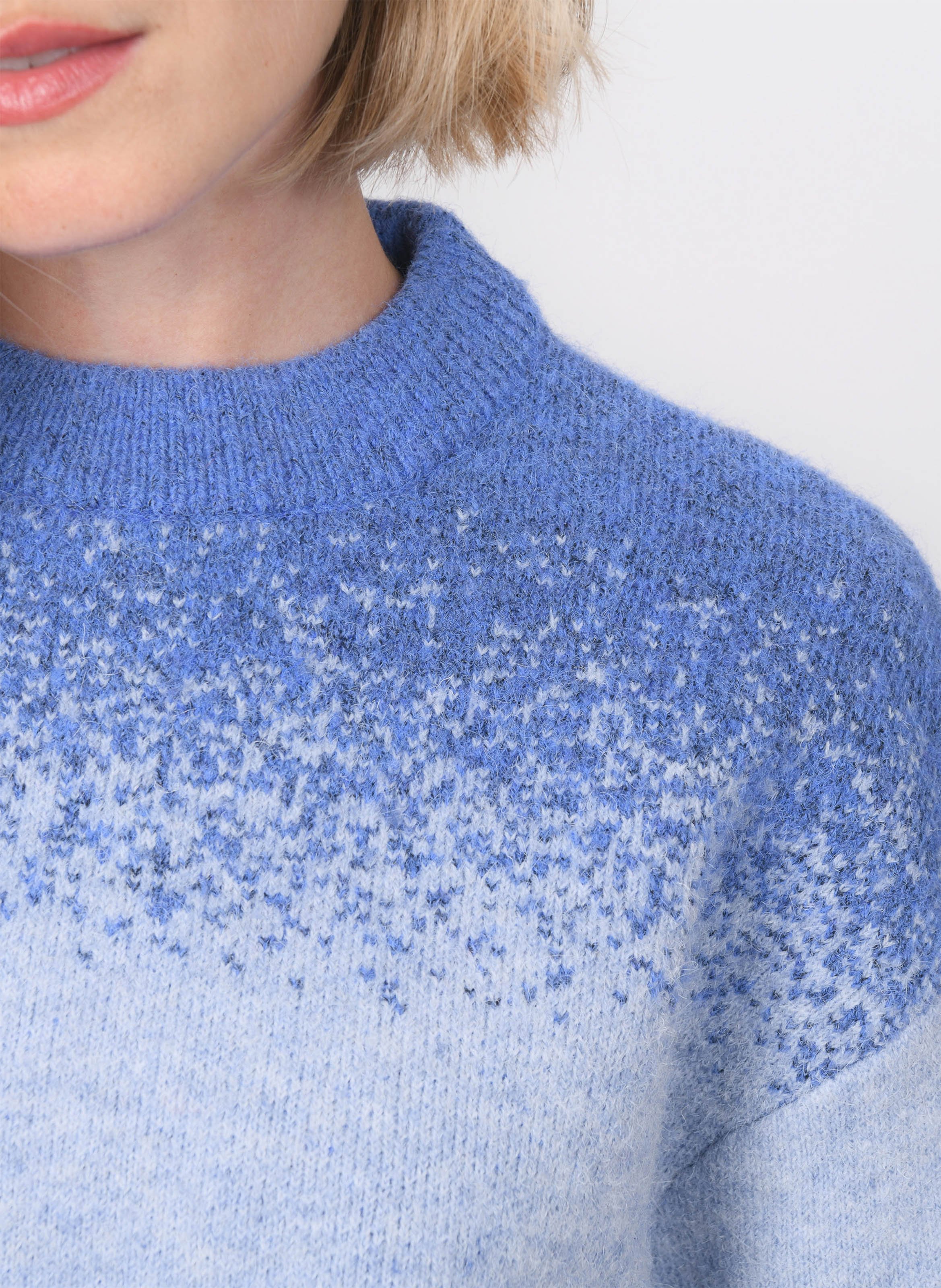 Pull oversize col rond en maille KOOKAI Bleu