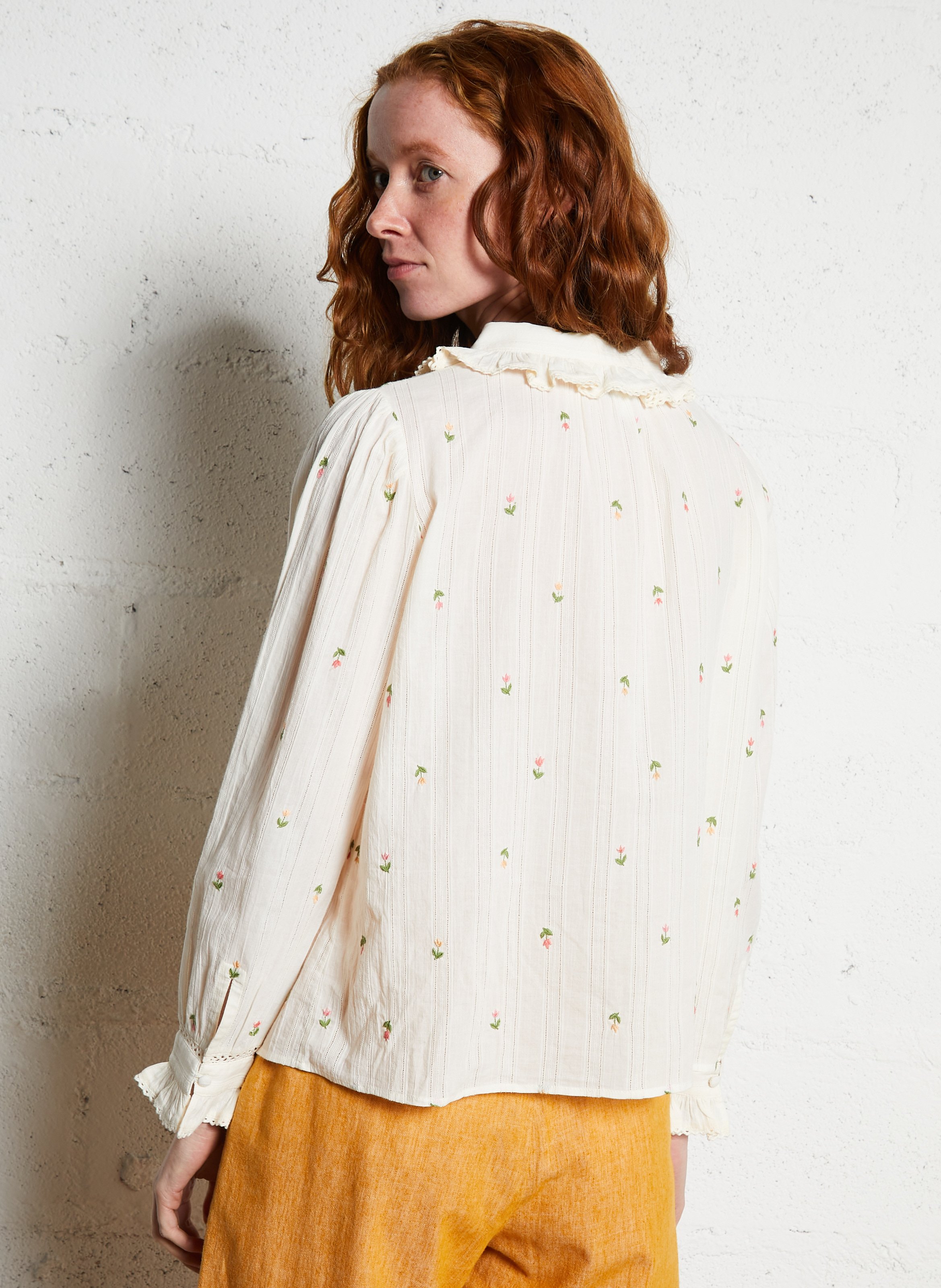 Katoenen blouse met Claudinekraag EMILE ET IDA Beige