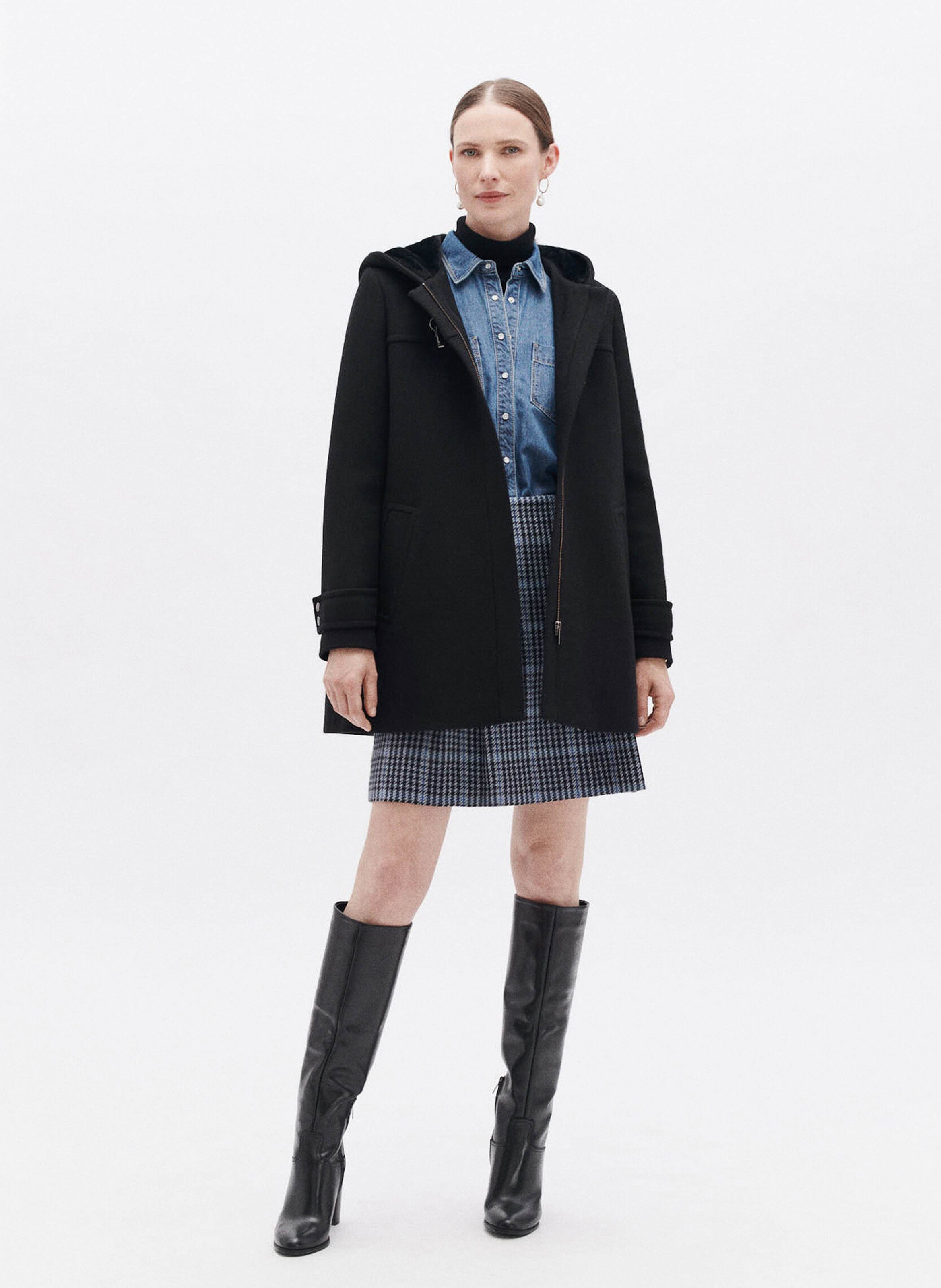 Straight wool-blend coat CAROLL Black