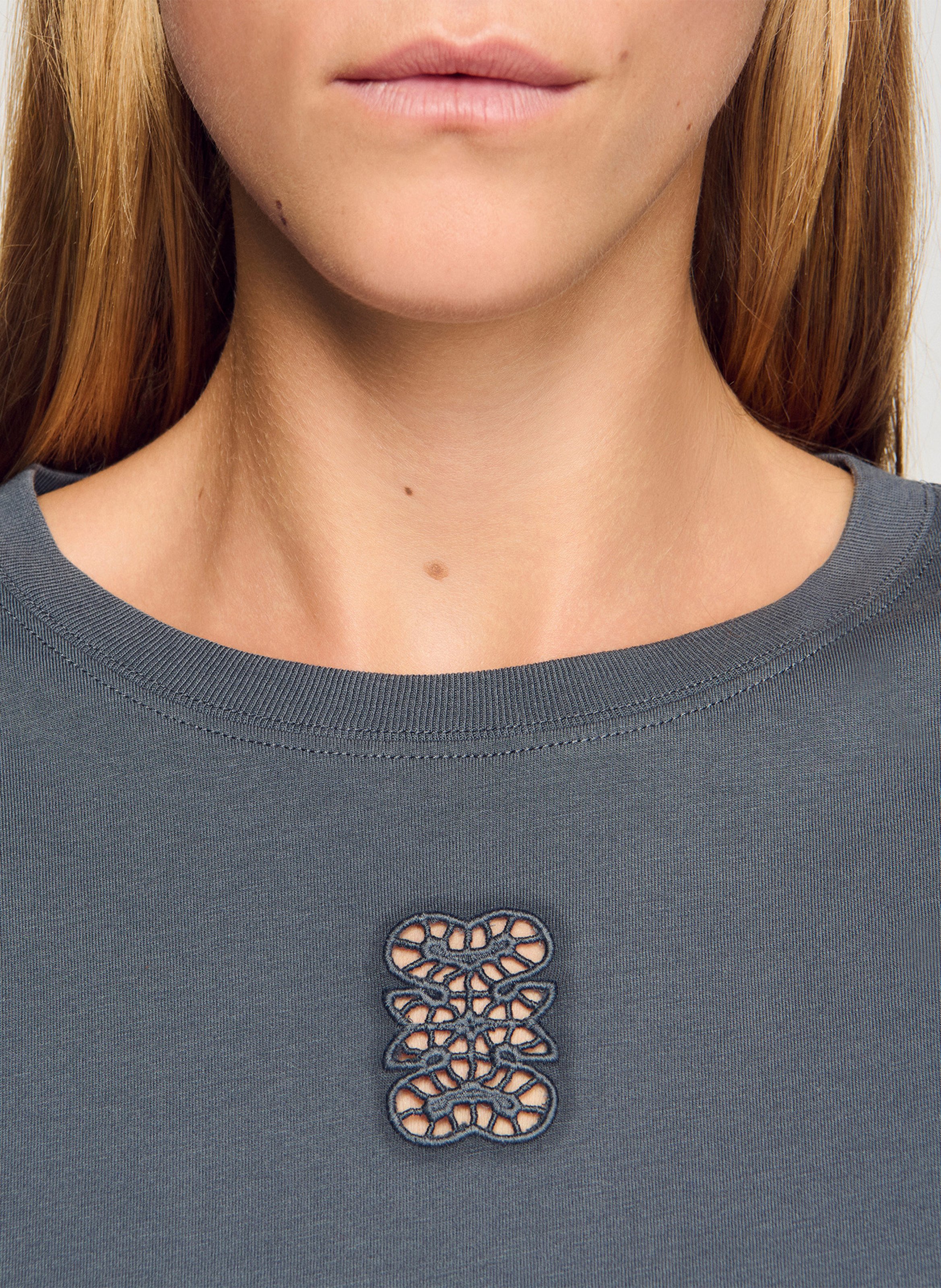 Recht, katoenen T-shirt SANDRO Grijs