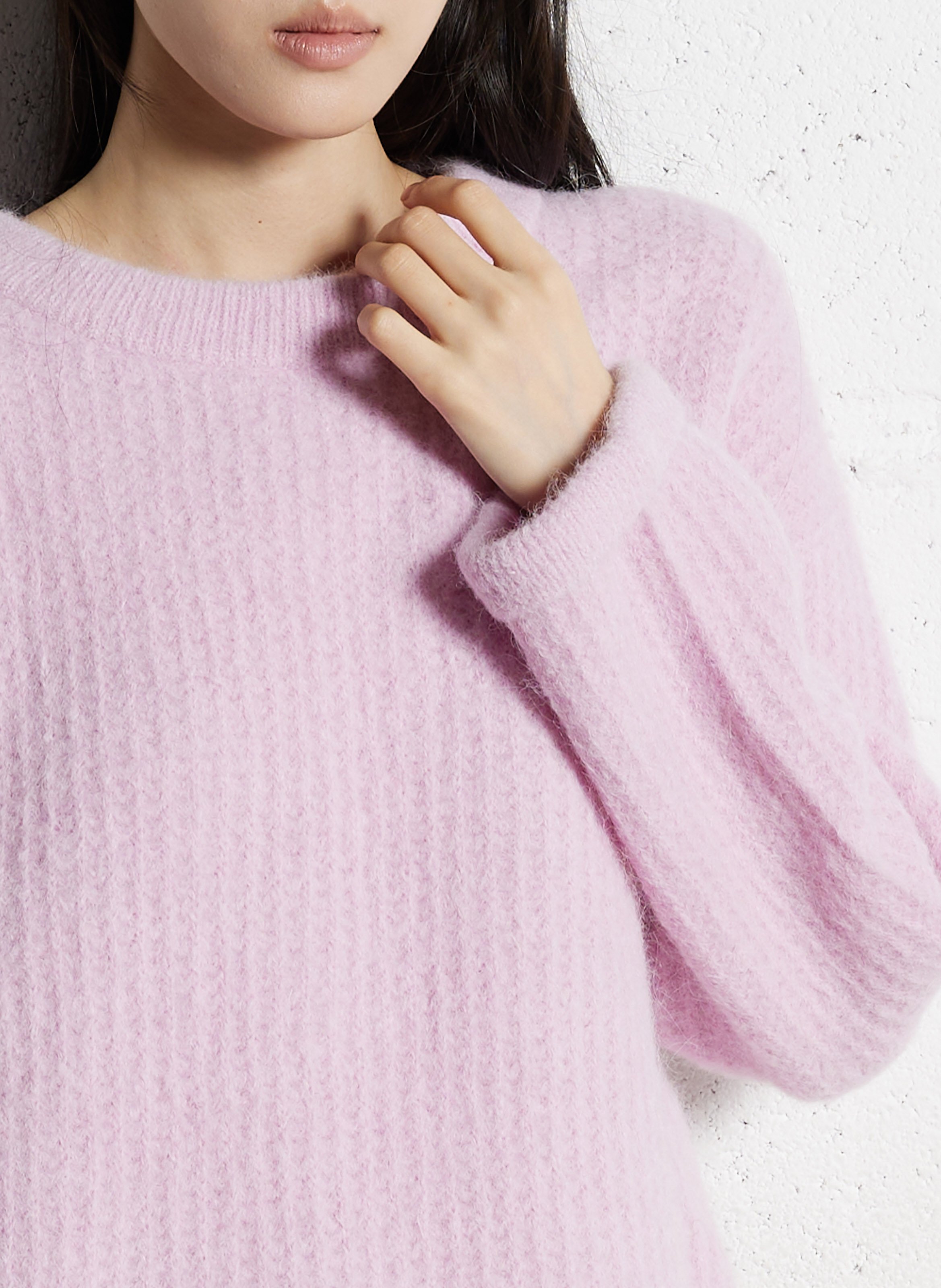 Pull oversize col rond en alpaga mélangé MAISON 123 Violet