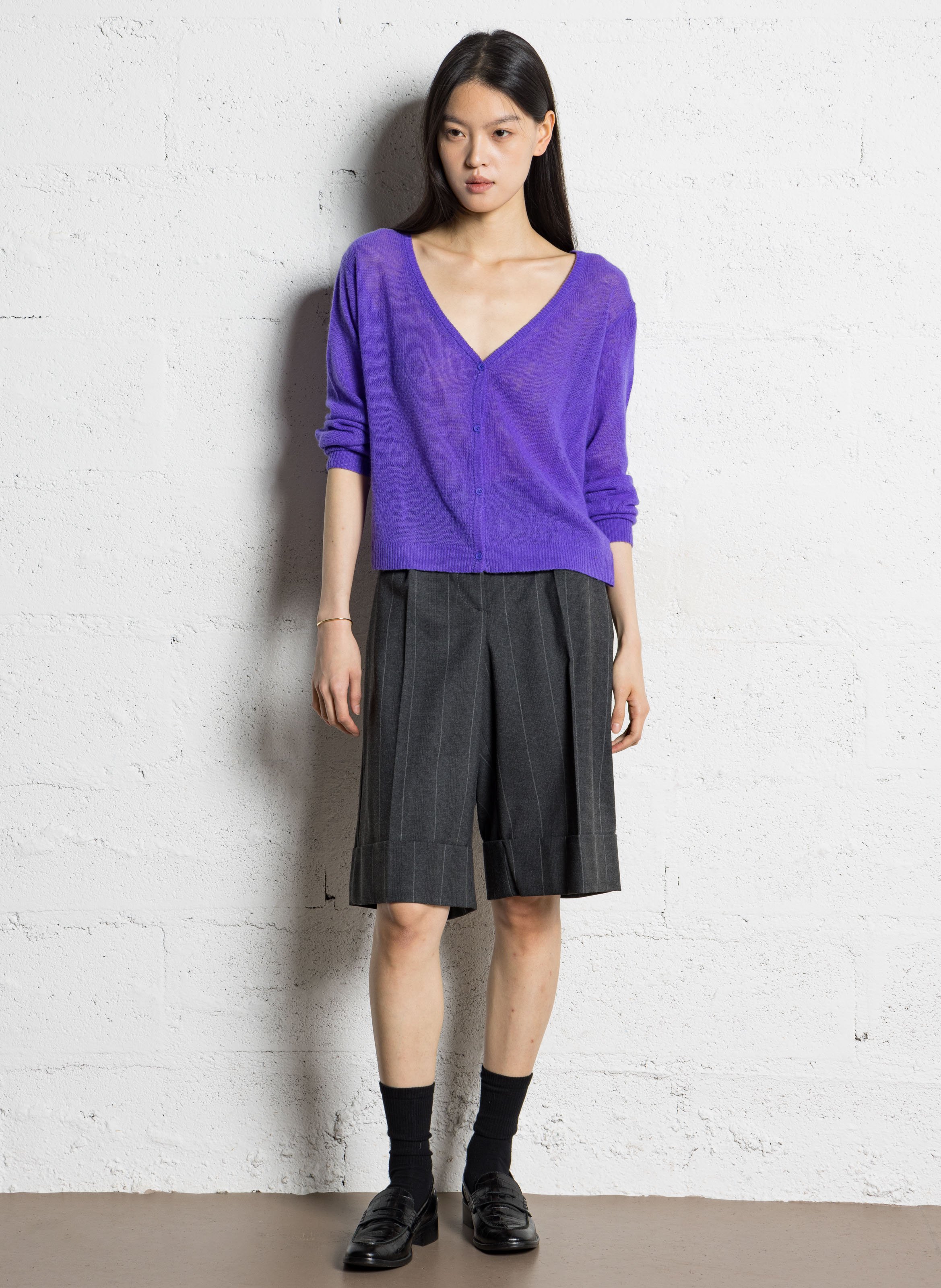 Straight knitted cardigan AMERICAN VINTAGE Purple