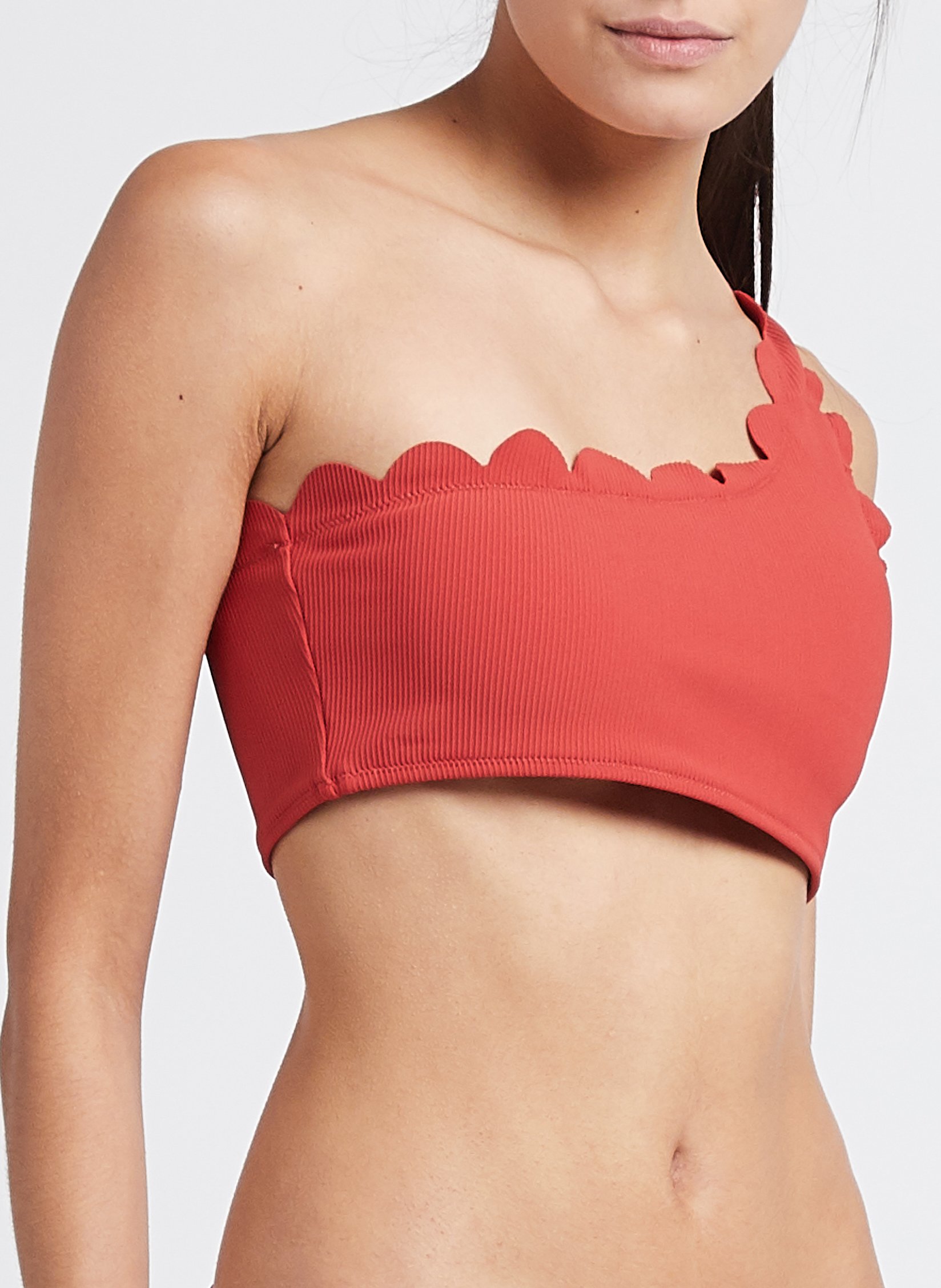 Haut de maillot de bain asymétrique PIECES Rouge