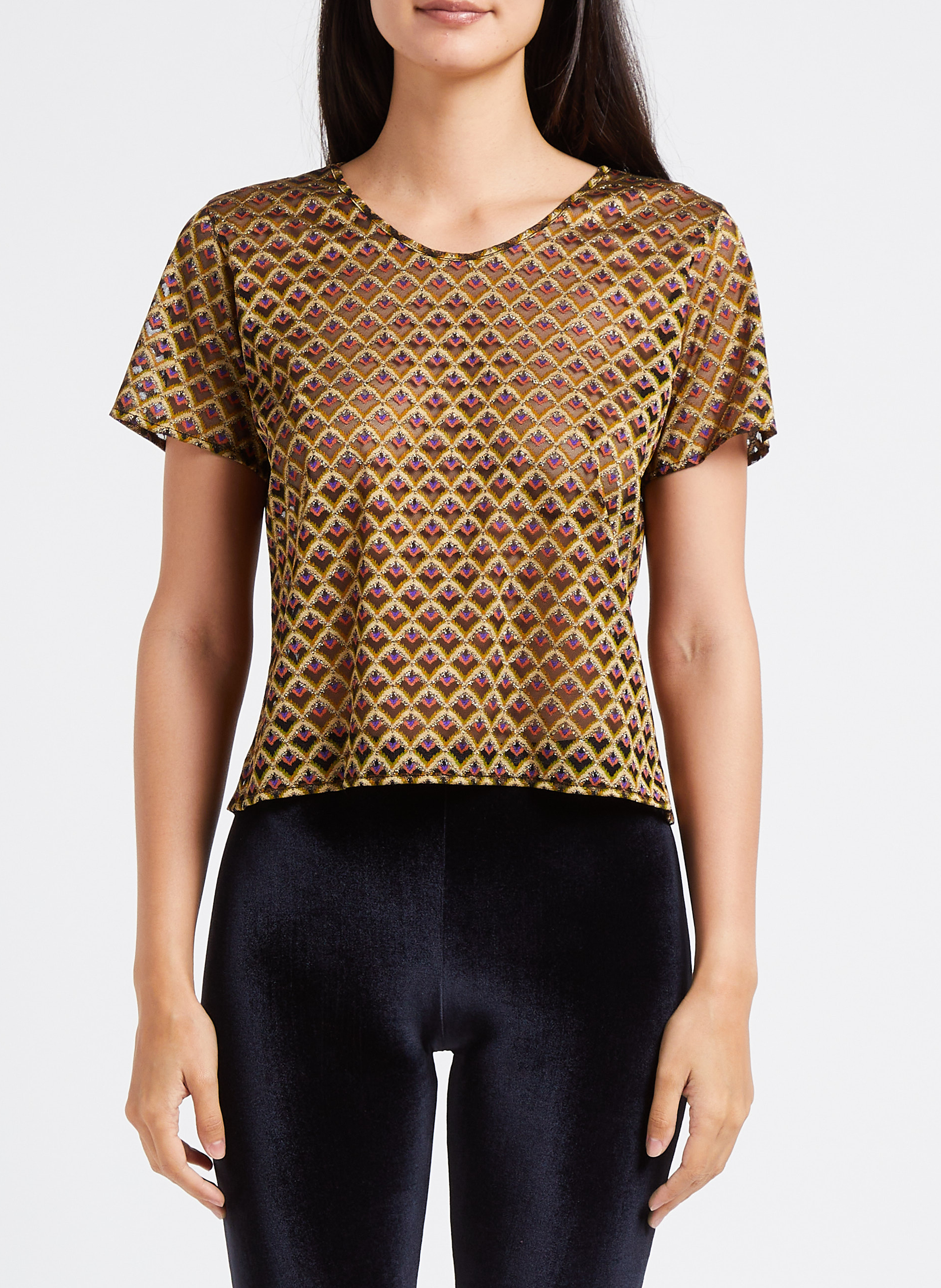 Top col rond brodé  LA NOUVELLE Multicolore