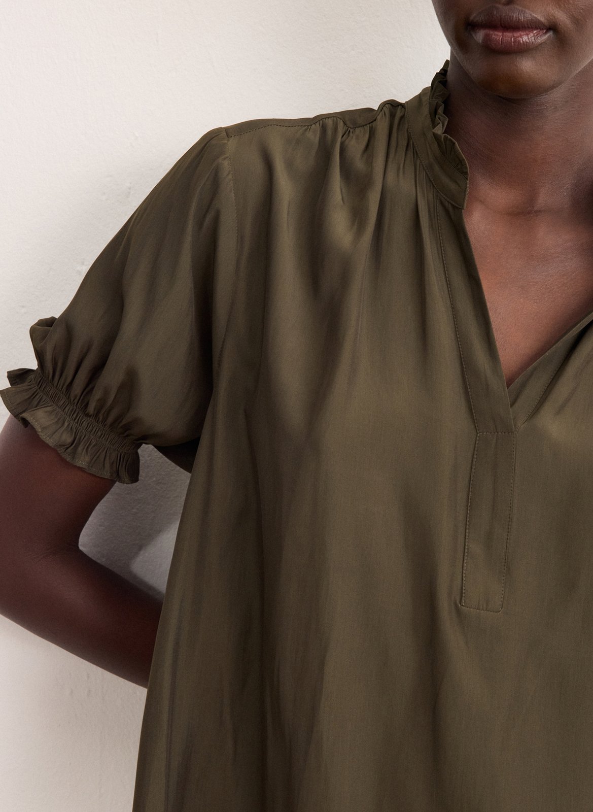 Blouse droite col V PABLO Vert