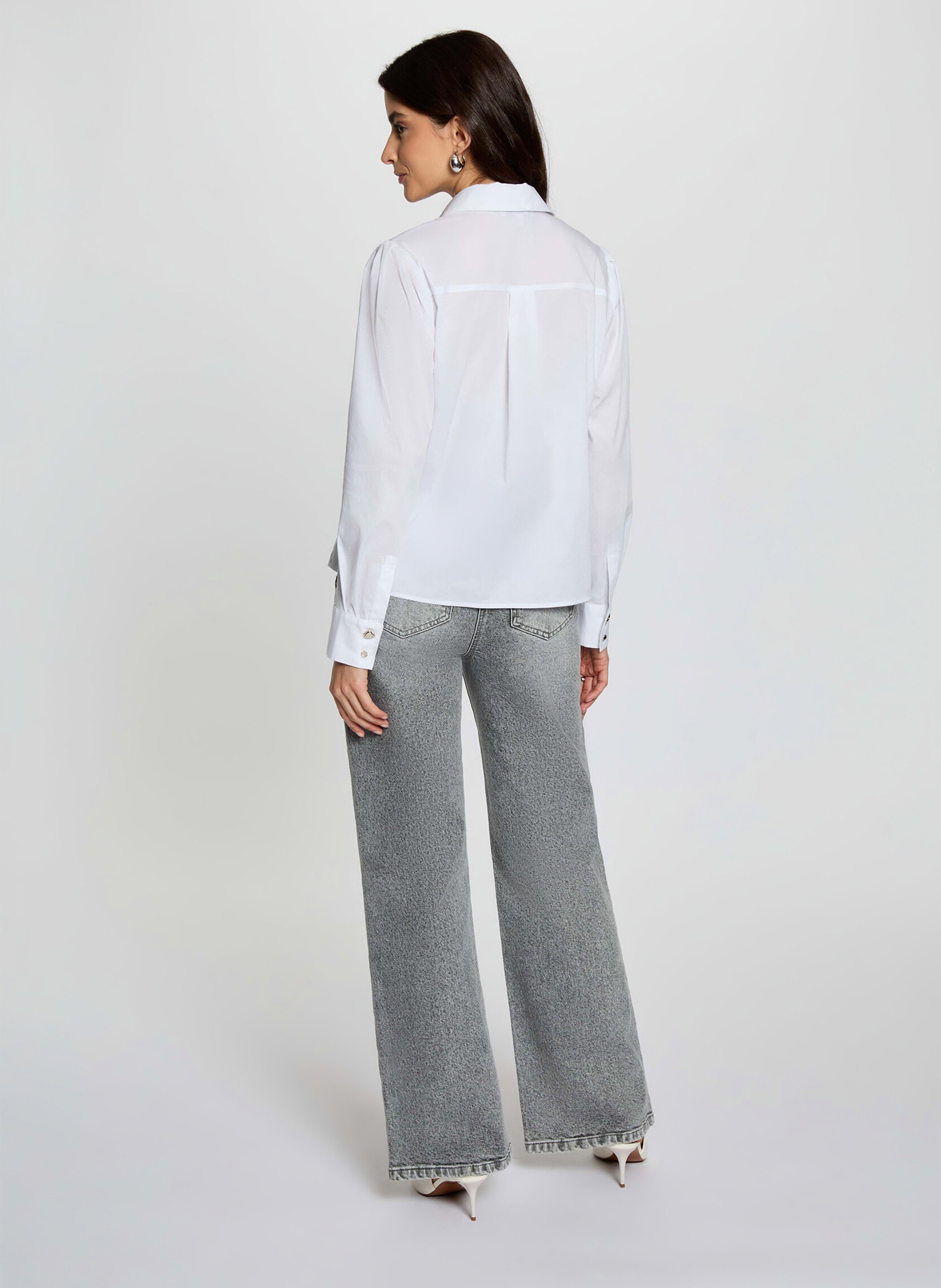 Chemise droite unie à boutons cœur MORGAN Blanc