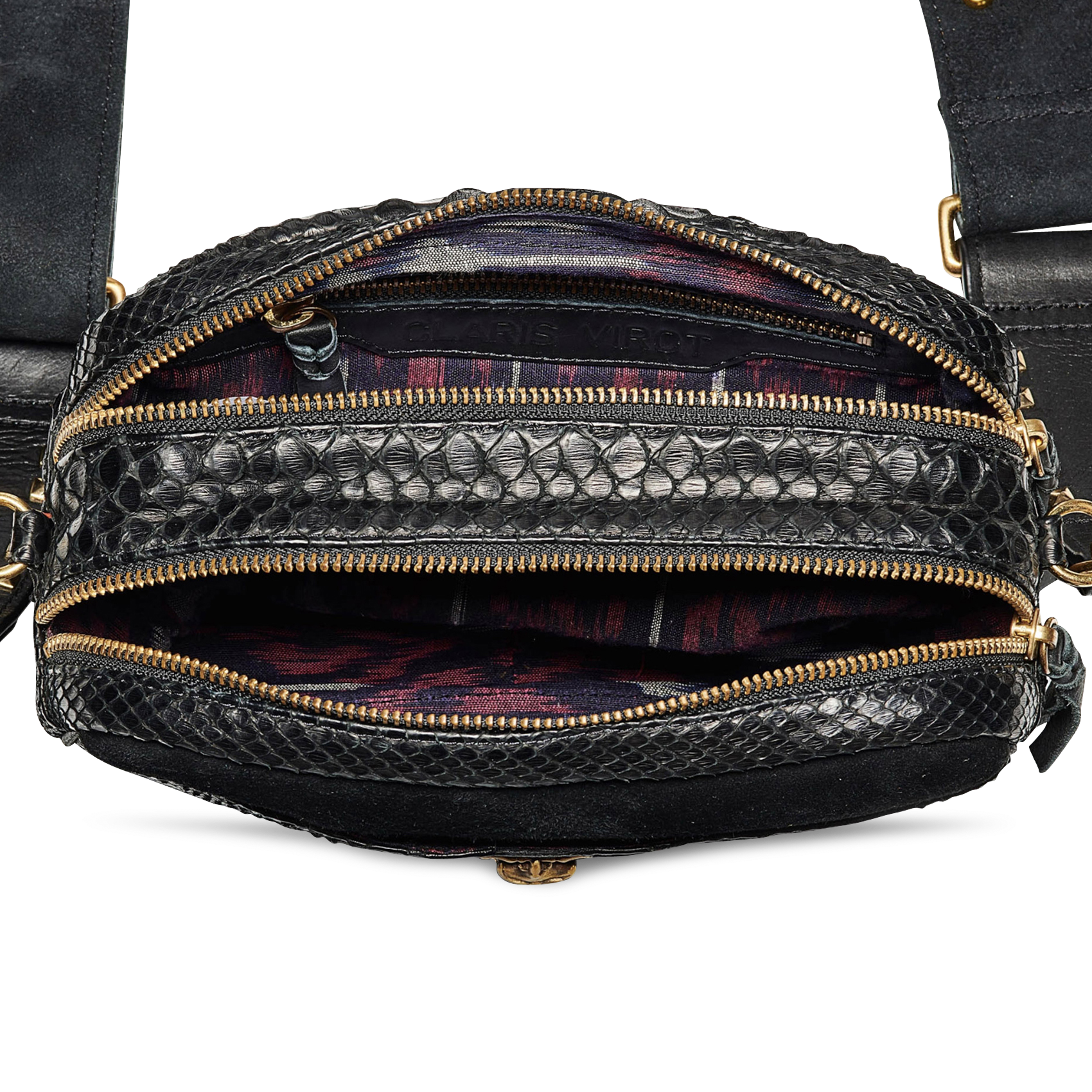 Umhängetasche aus Pythonleder CLARIS VIROT Schwarz