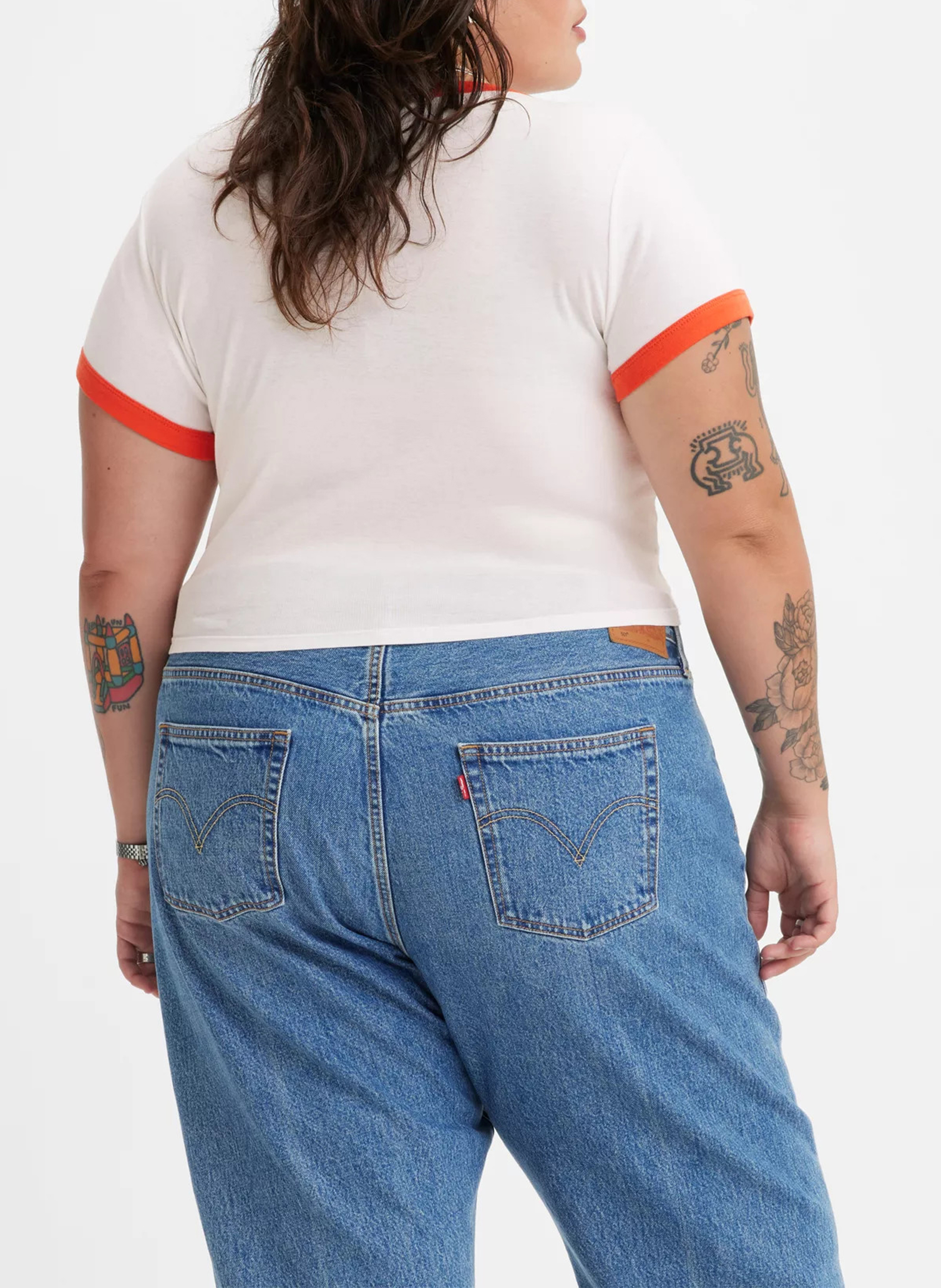 Short printed cotton T-shirt with round neck LEVI'S White