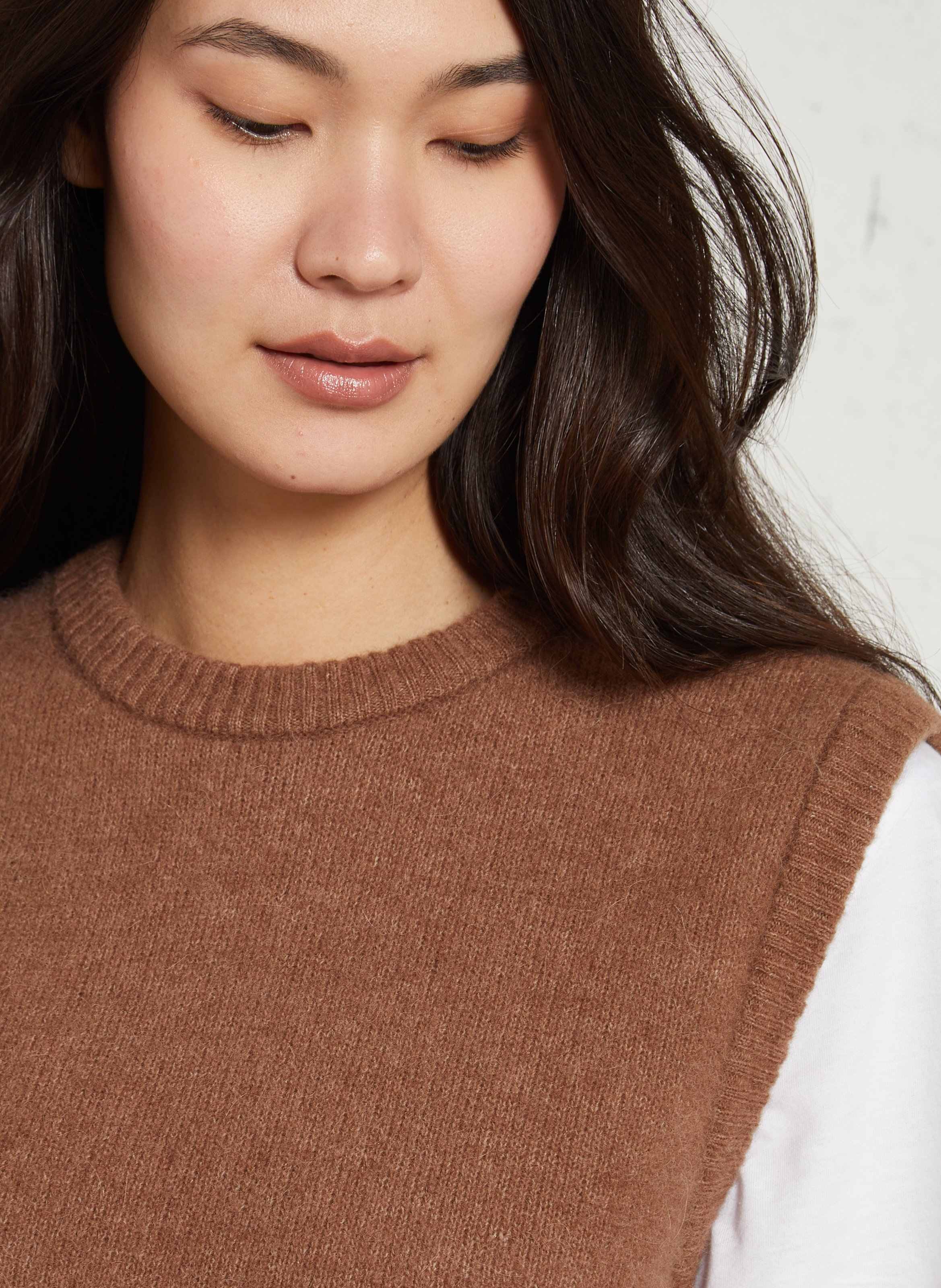 Long wool-blend knit cardigan AMERICAN VINTAGE Brown