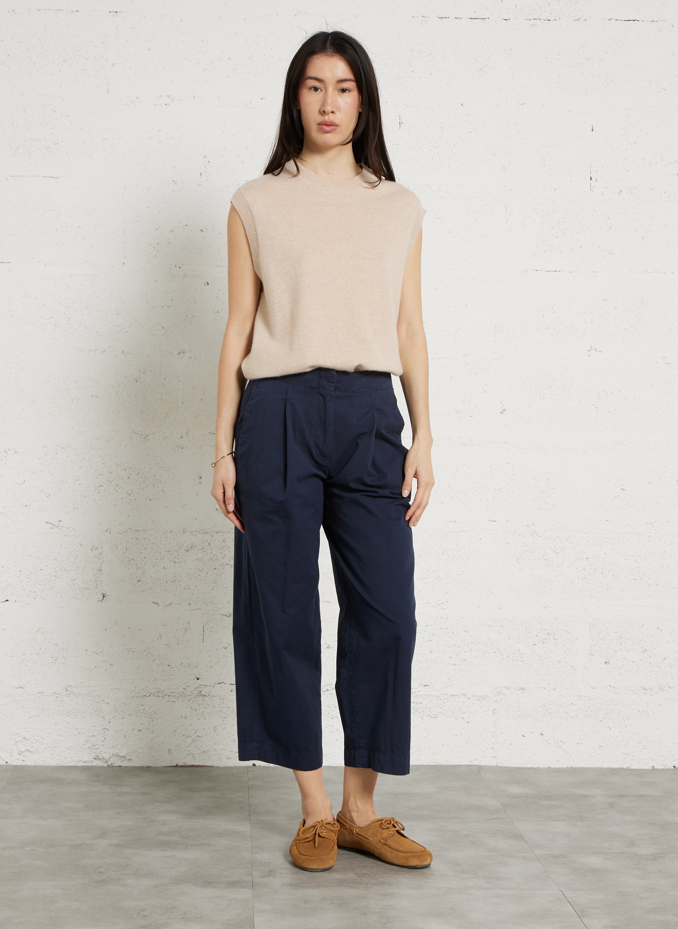 Sleeveless round neck cashmere oversized sweater SUD EXPRESS Beige