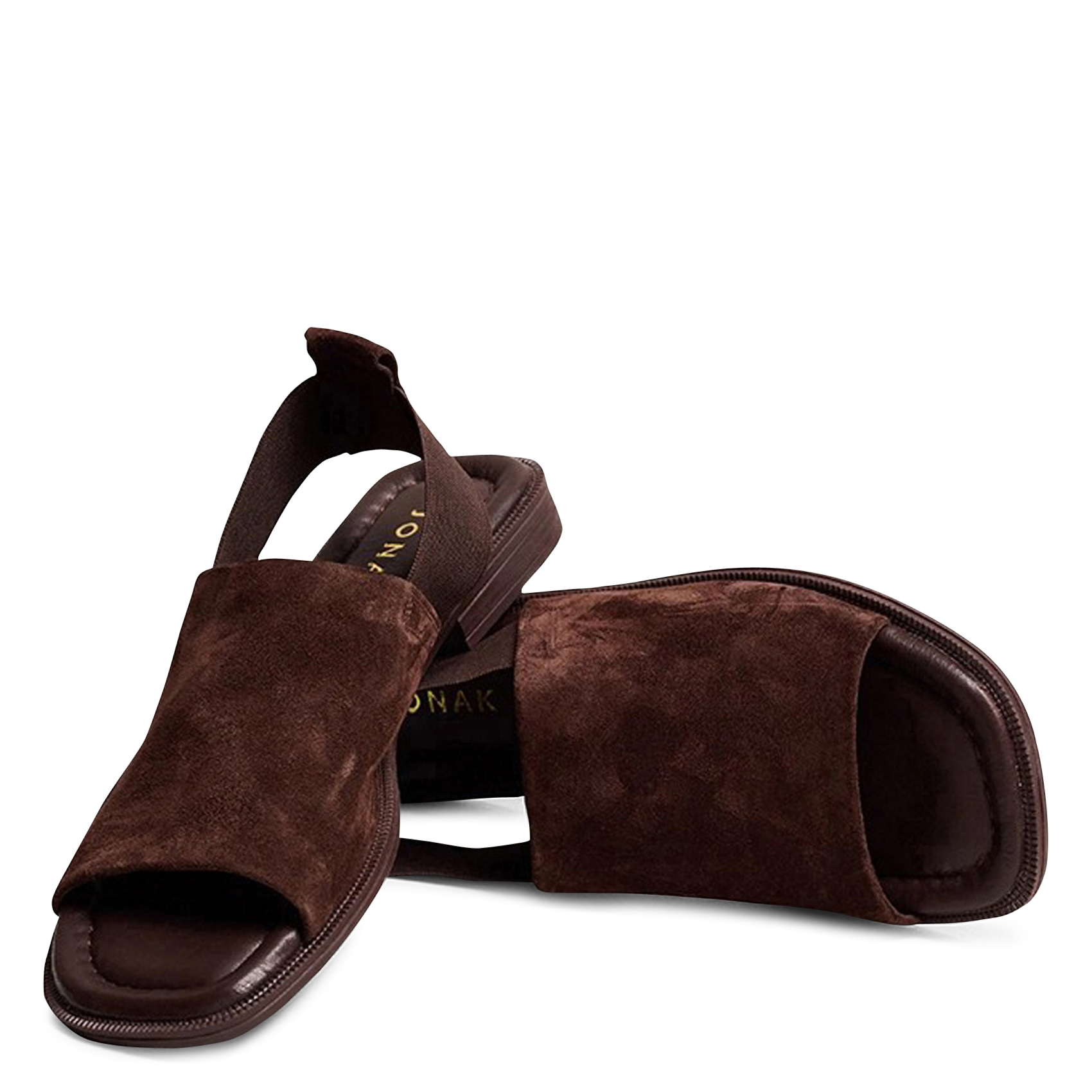 Sandales plates en cuir suédé JONAK Marron