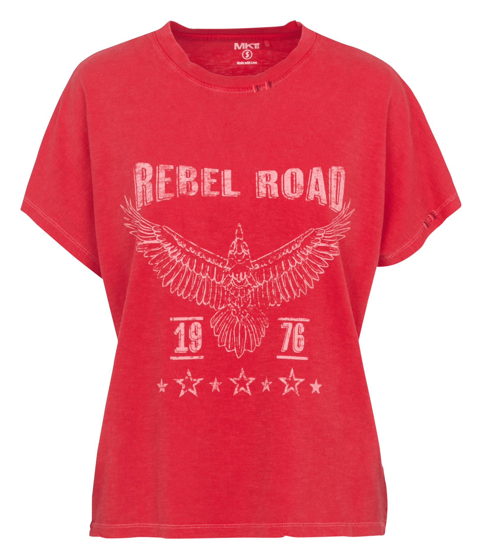 Tee-shirt ample col rond sérigraphié en coton MKT Rouge