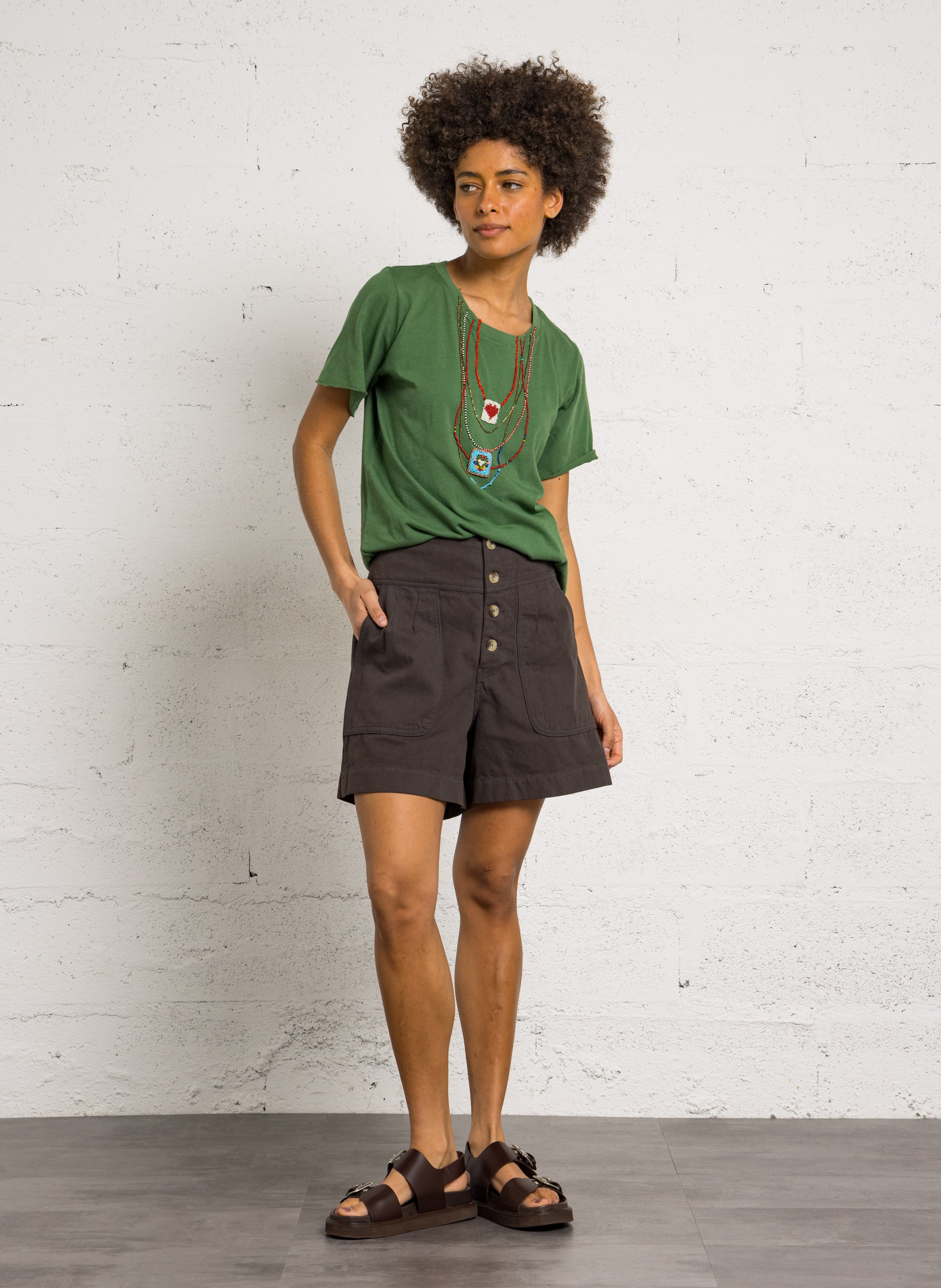 Gerade geschnittene Baumwollshorts LEON & HARPER Grau