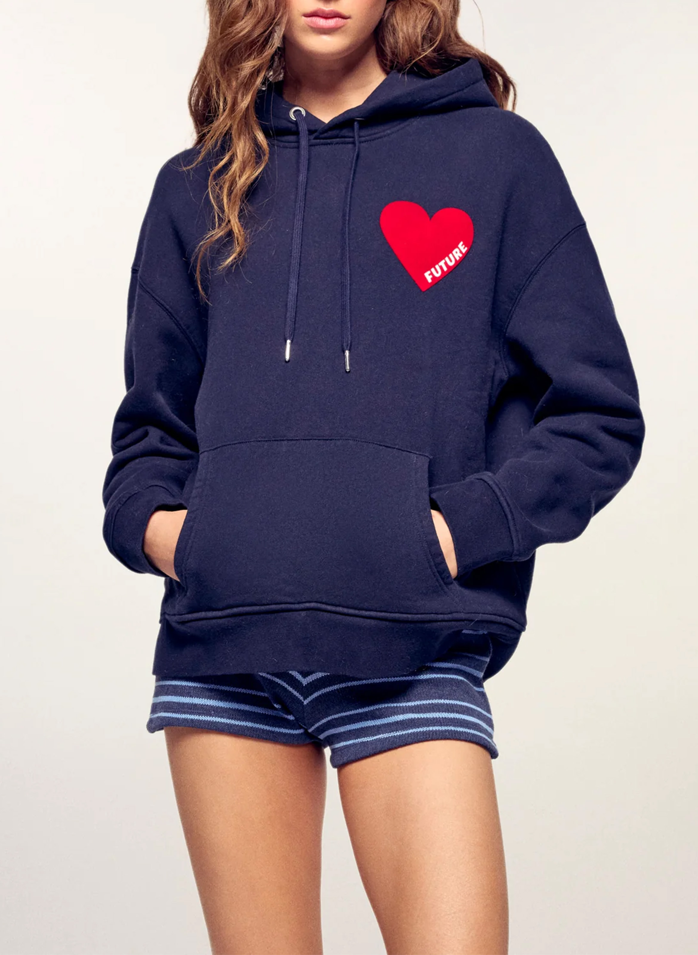 Straight sweatshirt with heart flocked on the front FROM FUTURE