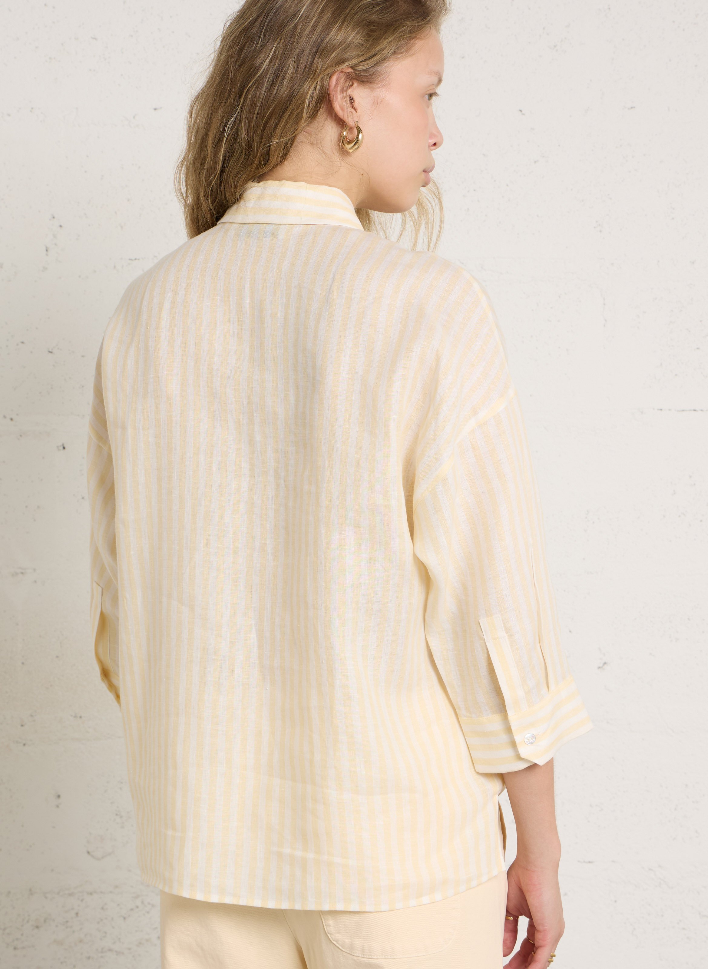Chemise ample rayée en lin MAX MARA WEEK END Jaune