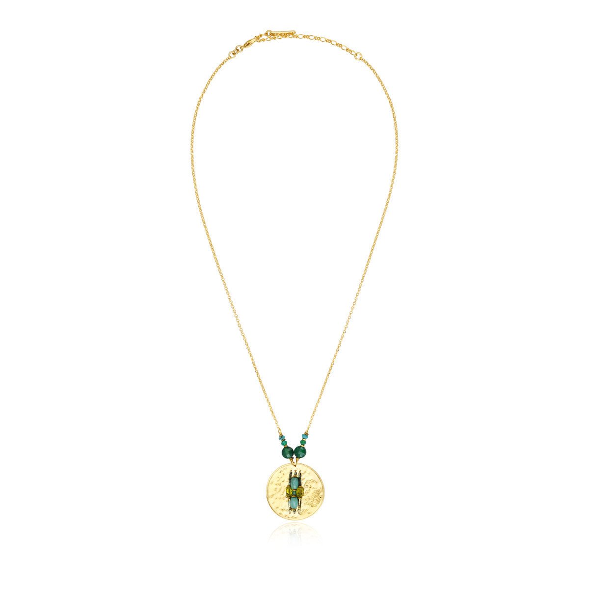 Adjustable pendant necklace   gold-plated SATELLITE PARIS Green